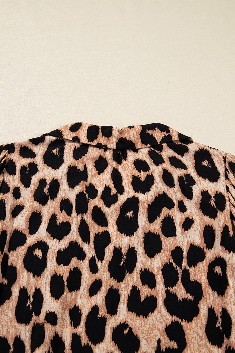 Brown Leopard Print Smocked Detail Flowy Midi Dress