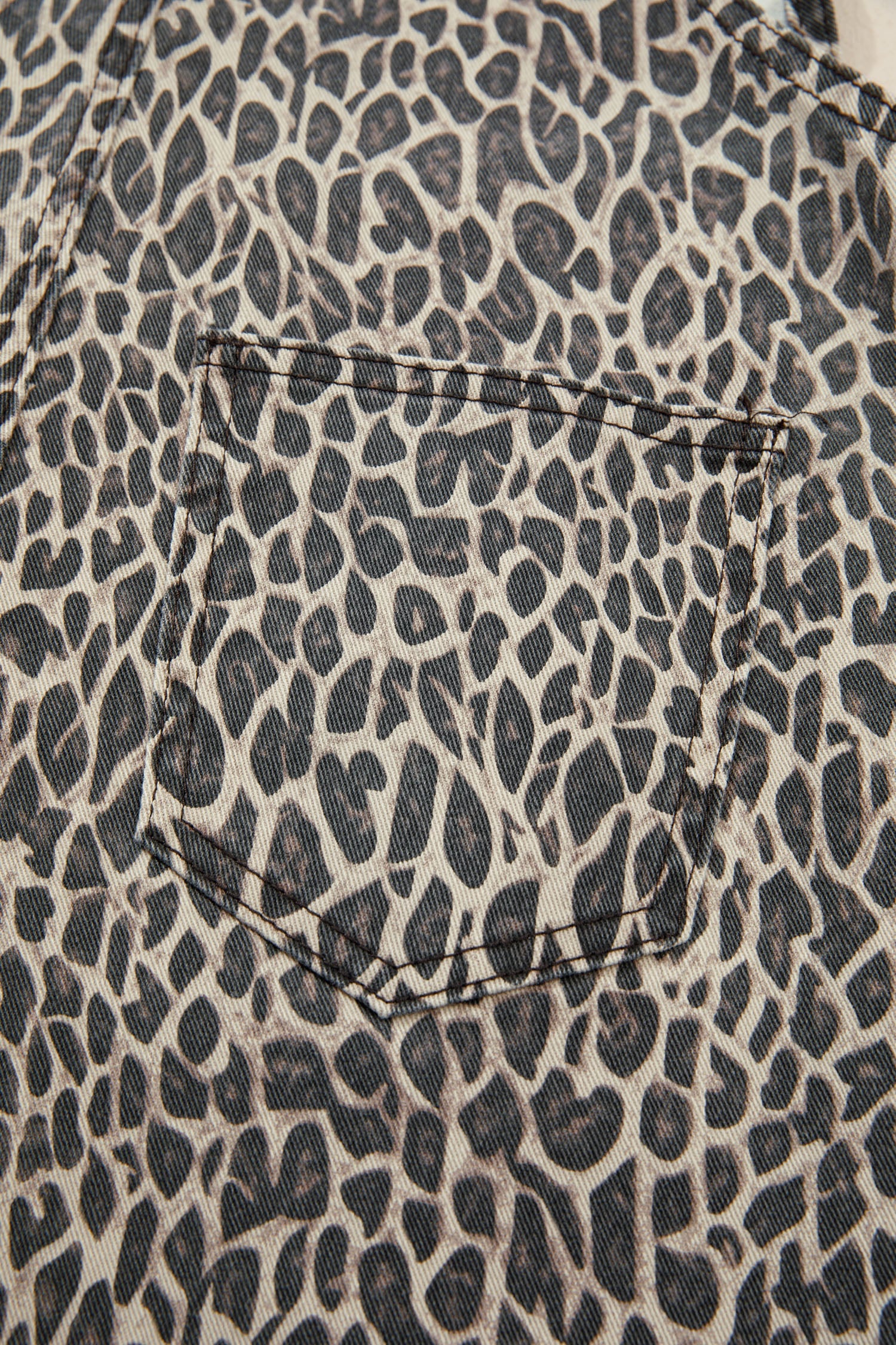 Brown  Leopard Print Straight Leg Loose Denim Overall Jumpsuit