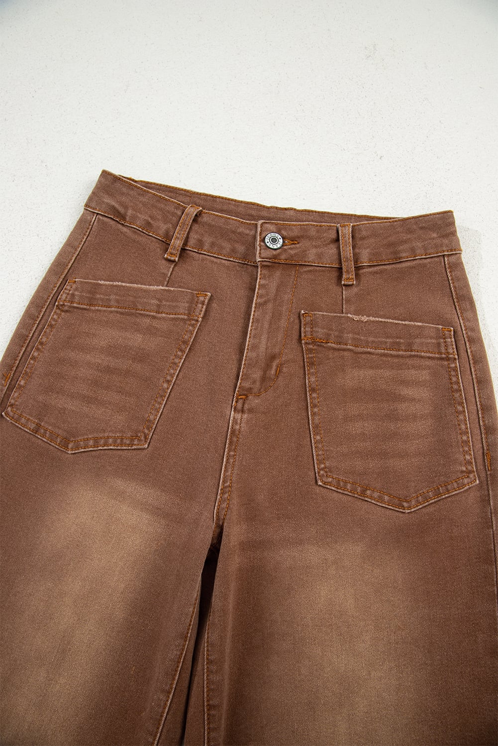 Brown Mimimalist Patch Pocket Womens Shift Jeans