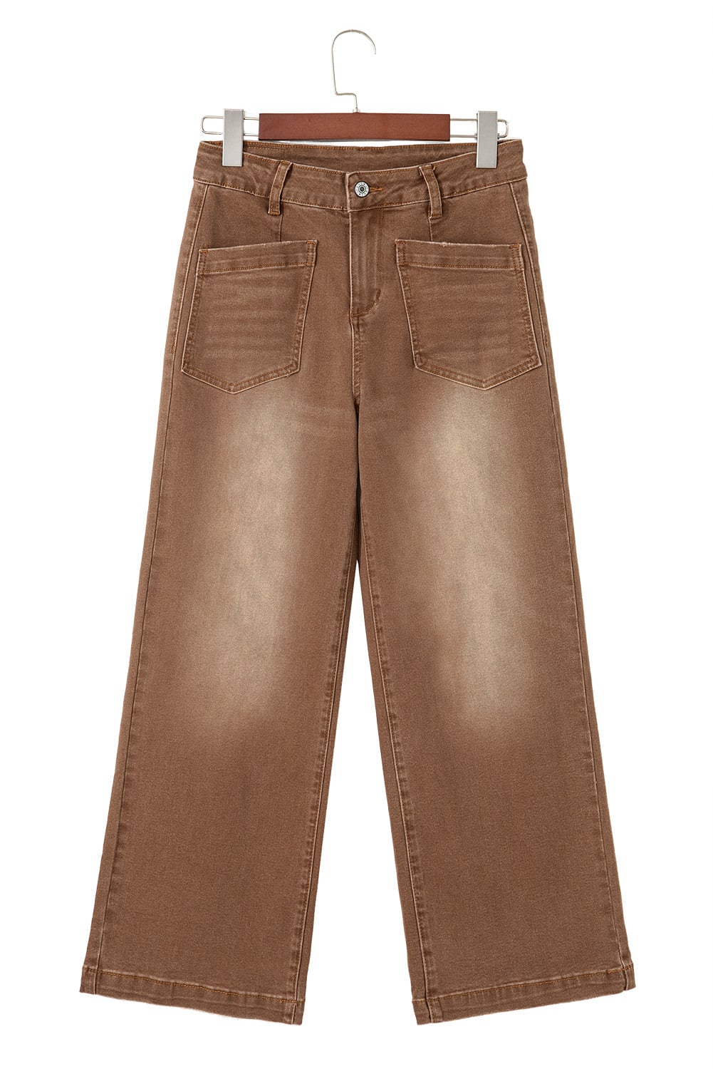 Brown Mimimalist Patch Pocket Womens Shift Jeans