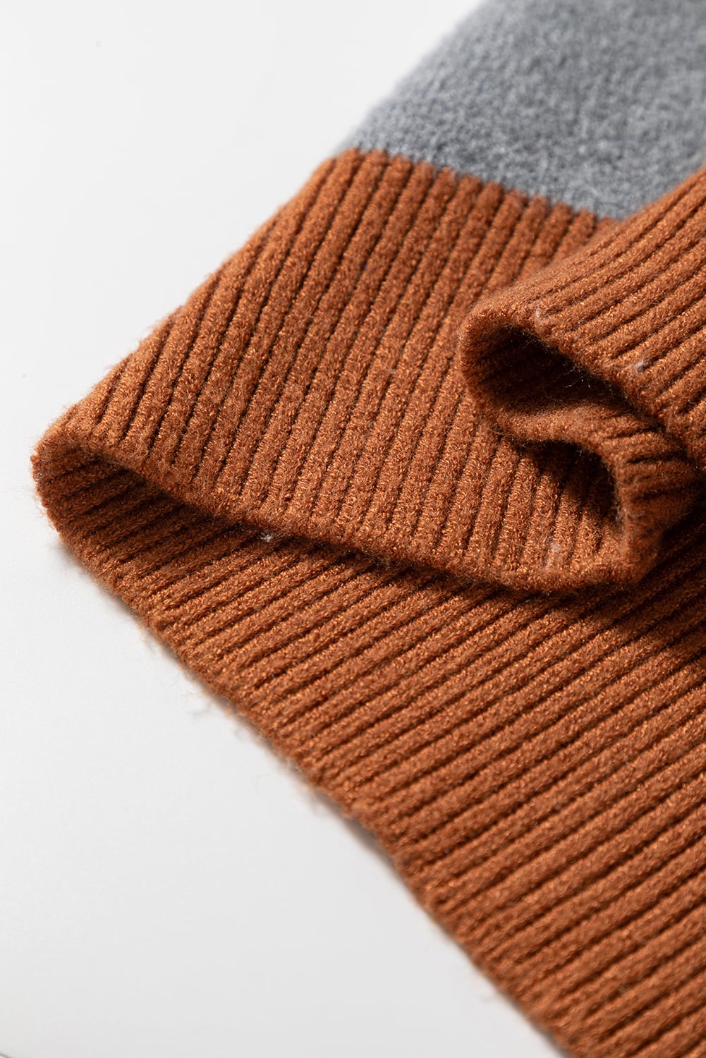 Brown Plus Size Checkered Crewneck Sweater