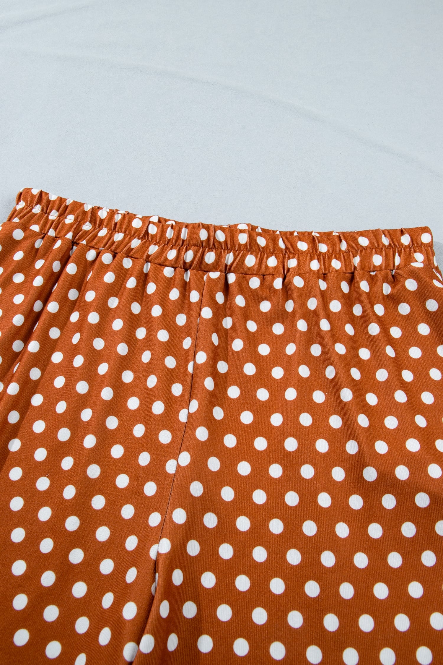 Brown Polka Dot Print Dropped Shoulder Tee Plus Size Short Set