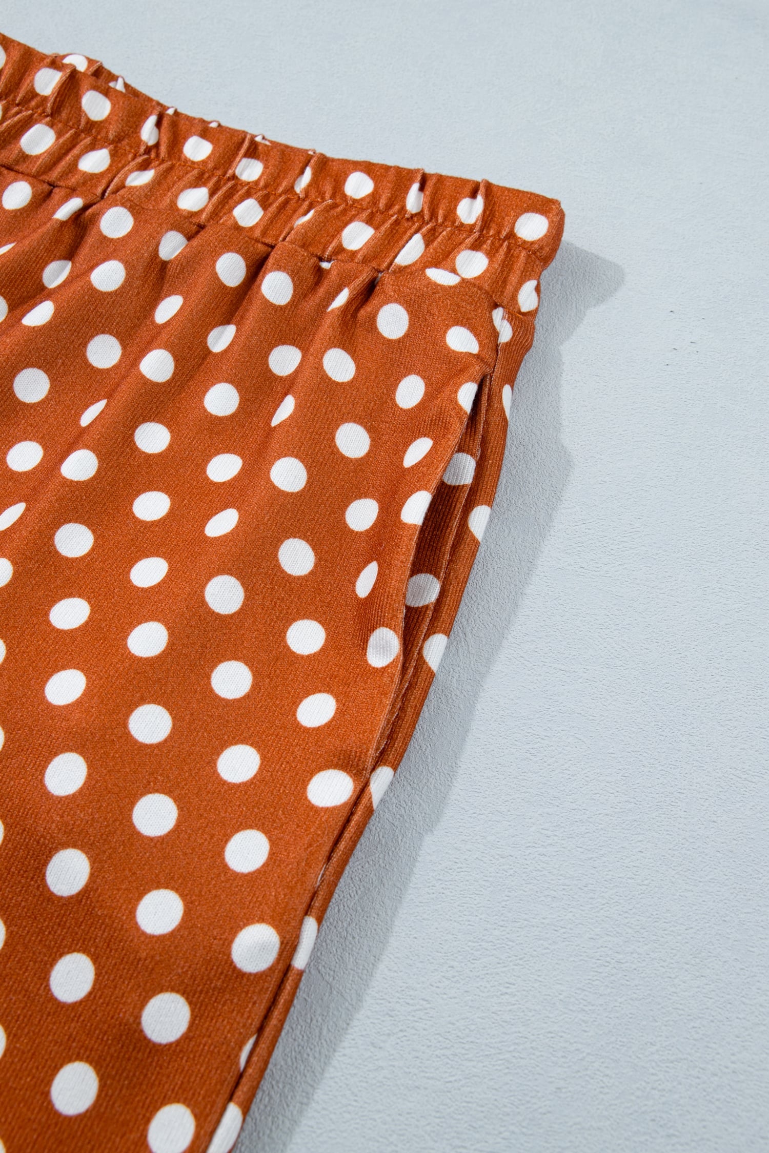 Brown Polka Dot Print Dropped Shoulder Tee Plus Size Short Set