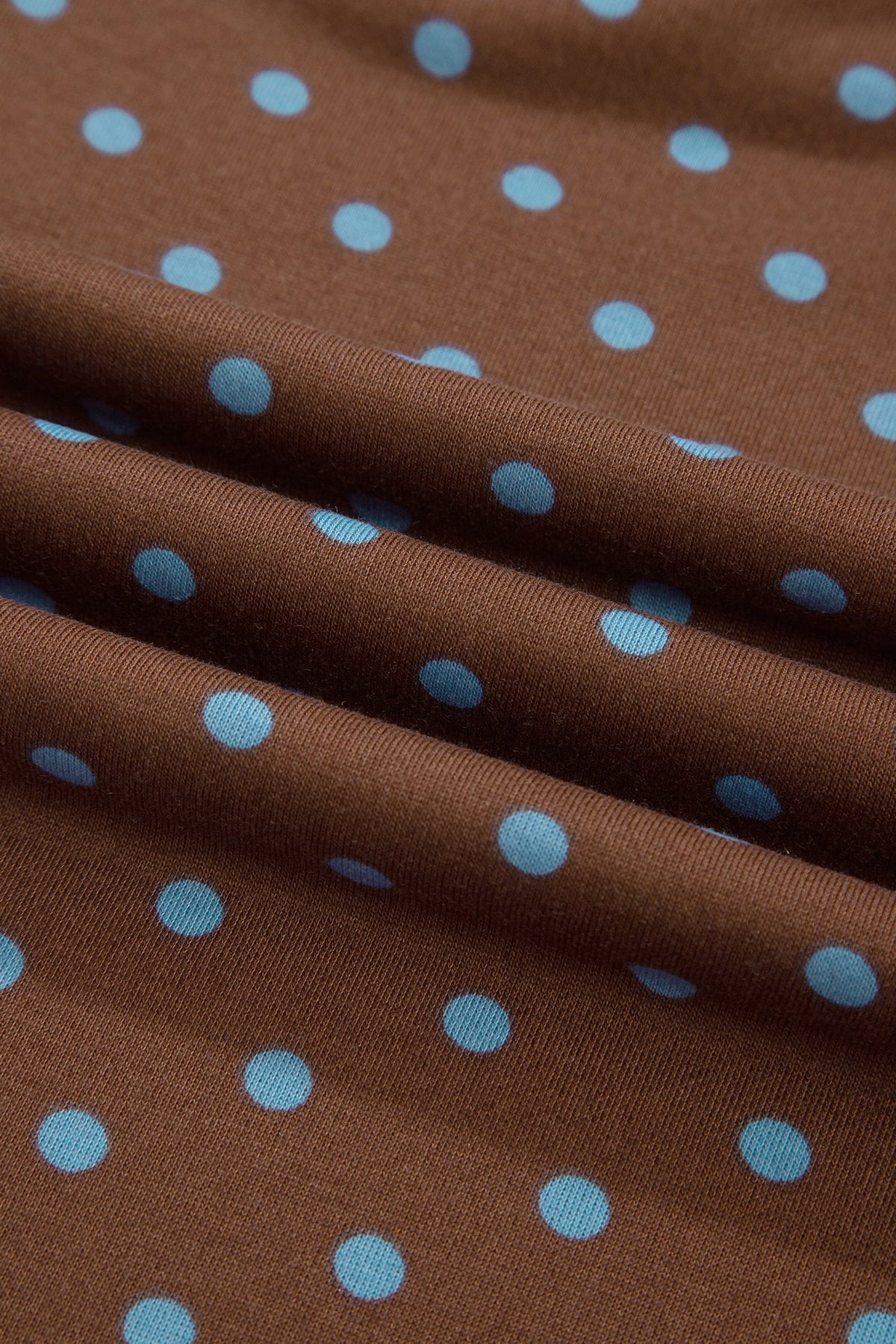 Brown Polka Dot Round Neck Long Sleeve Plus Size Set