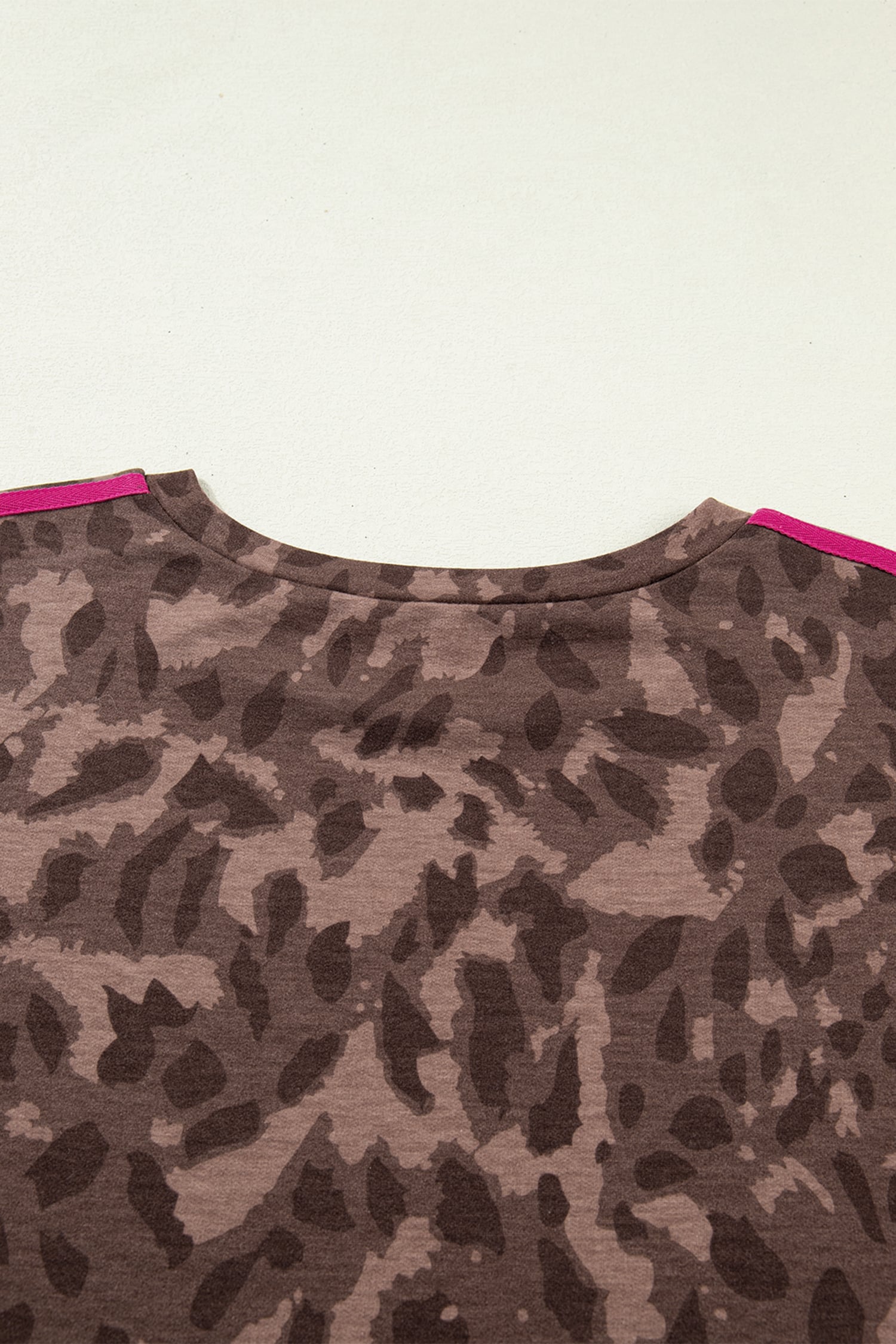 Brown Retro Leopard Print Contrast Varsity Stripe Trim Plus Size 2pcs Short Set