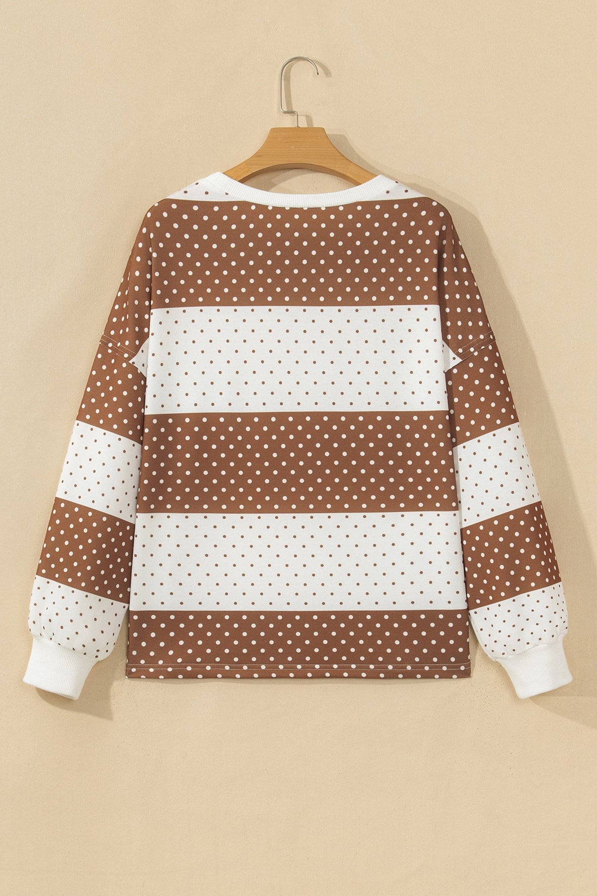 Brown Sequin Gobble Patchwork Long Sleeve Top