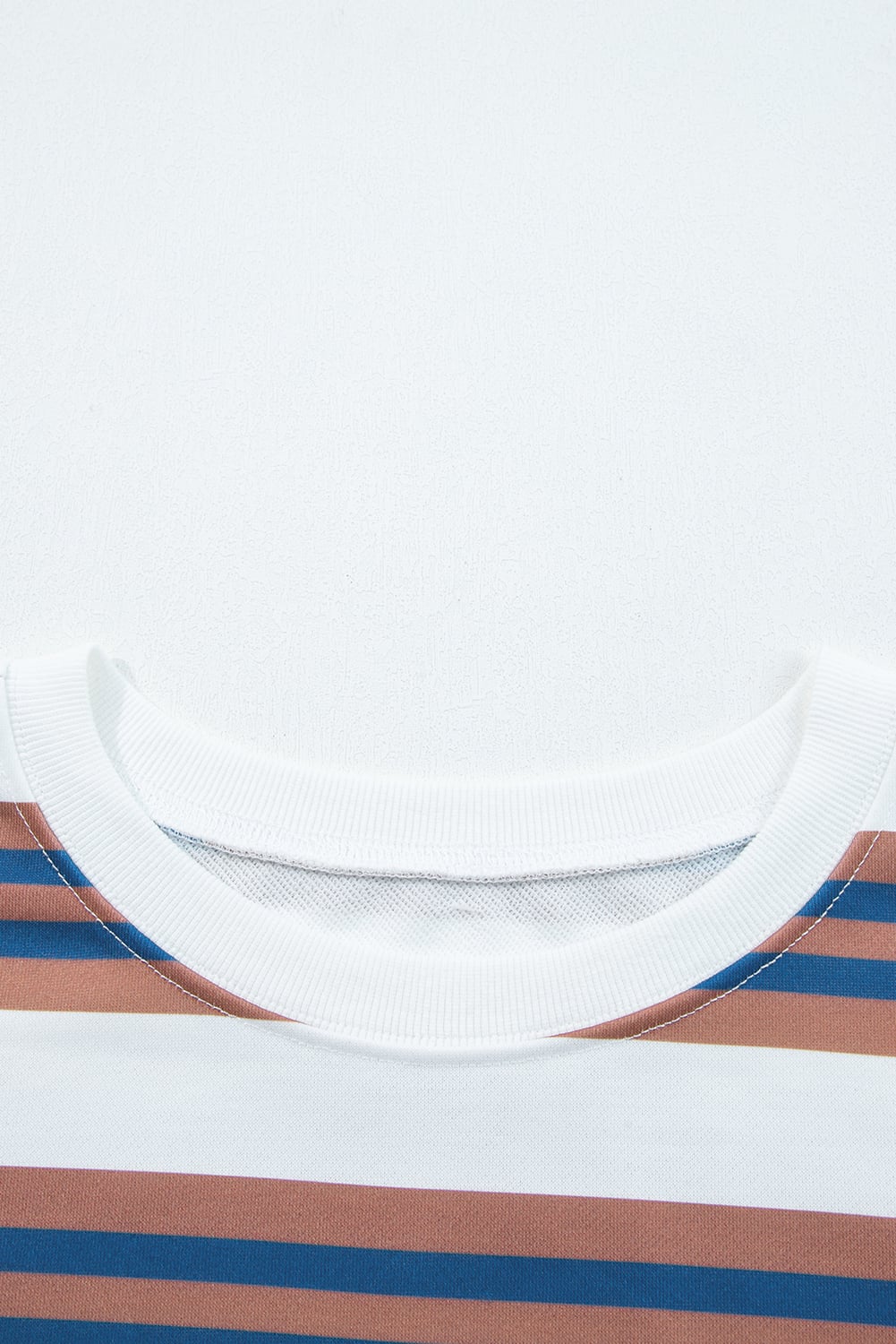 Brown Stripe Crew Neck Drop Shoulder Pullover Sweatshirt