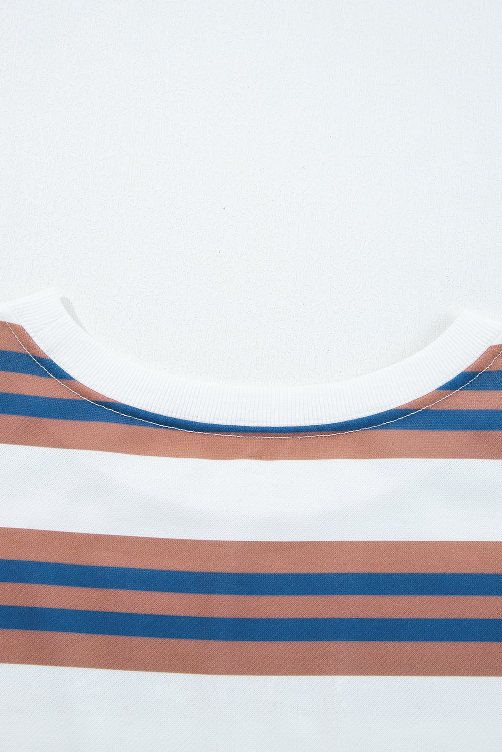 Brown Stripe Crew Neck Drop Shoulder Pullover Sweatshirt