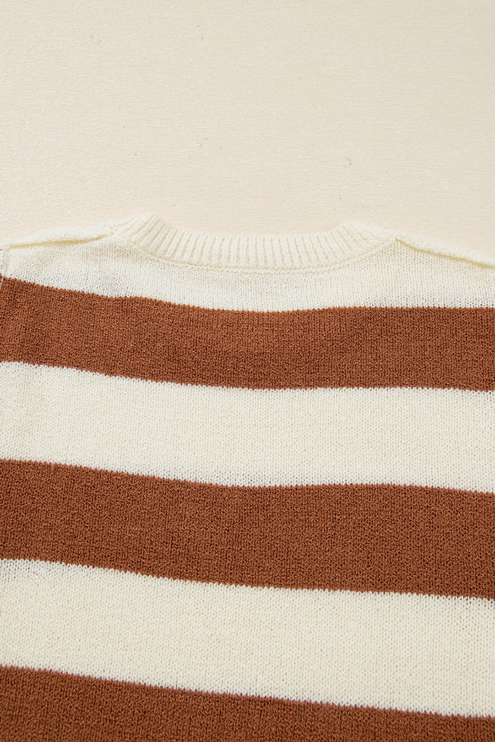 Brown Stripe Drop Shoulder Sleeve Patchwork Baggy Sweater
