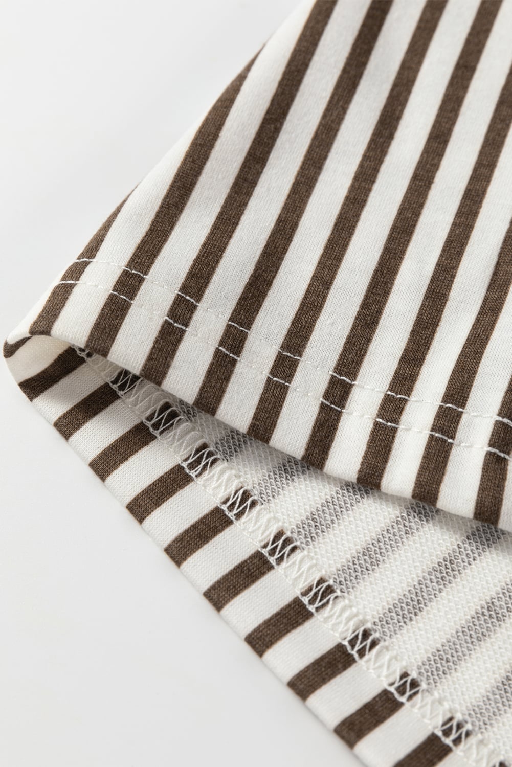 Brown Stripe Elastic High Waist Pocketed Loose Pants