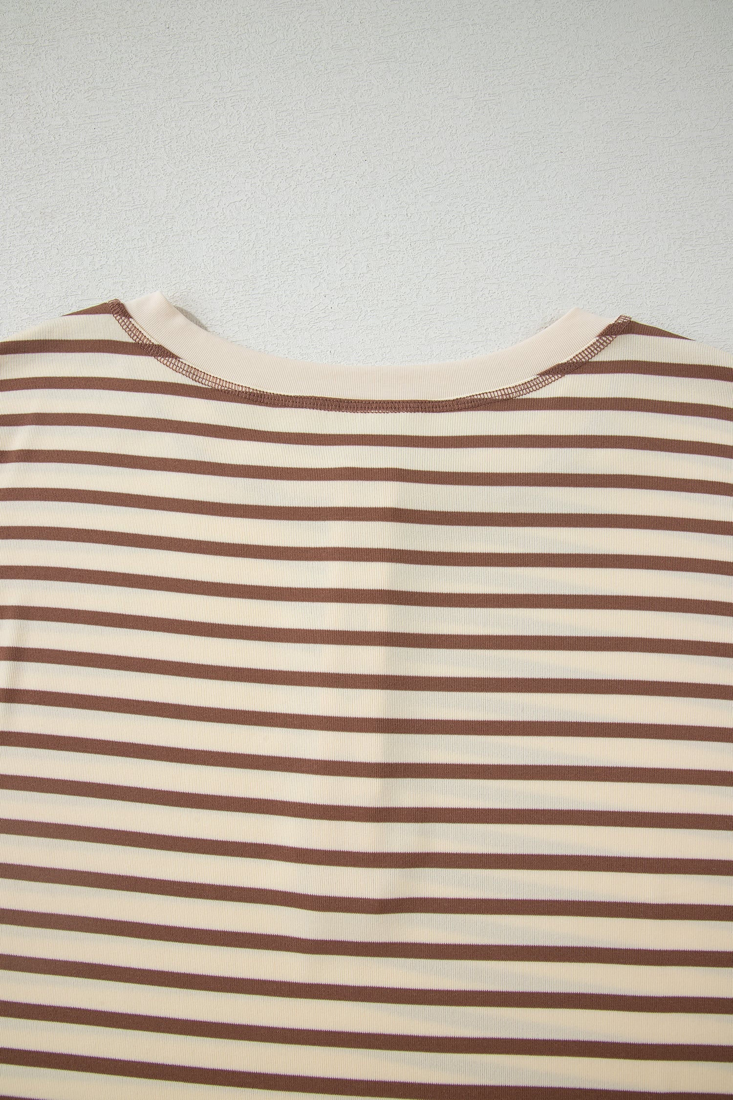 Brown Stripe Half Buttons Top and Shorts Set
