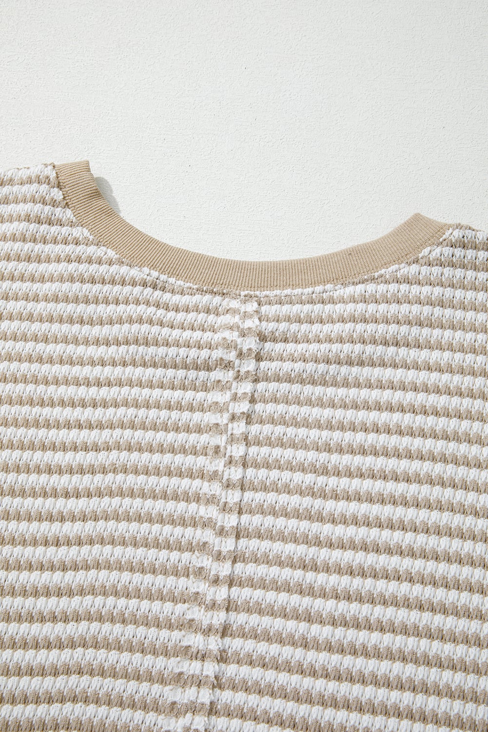 Brown Stripe Plus Size Breathable Knit Ribbed Trim Long Sleeve Top