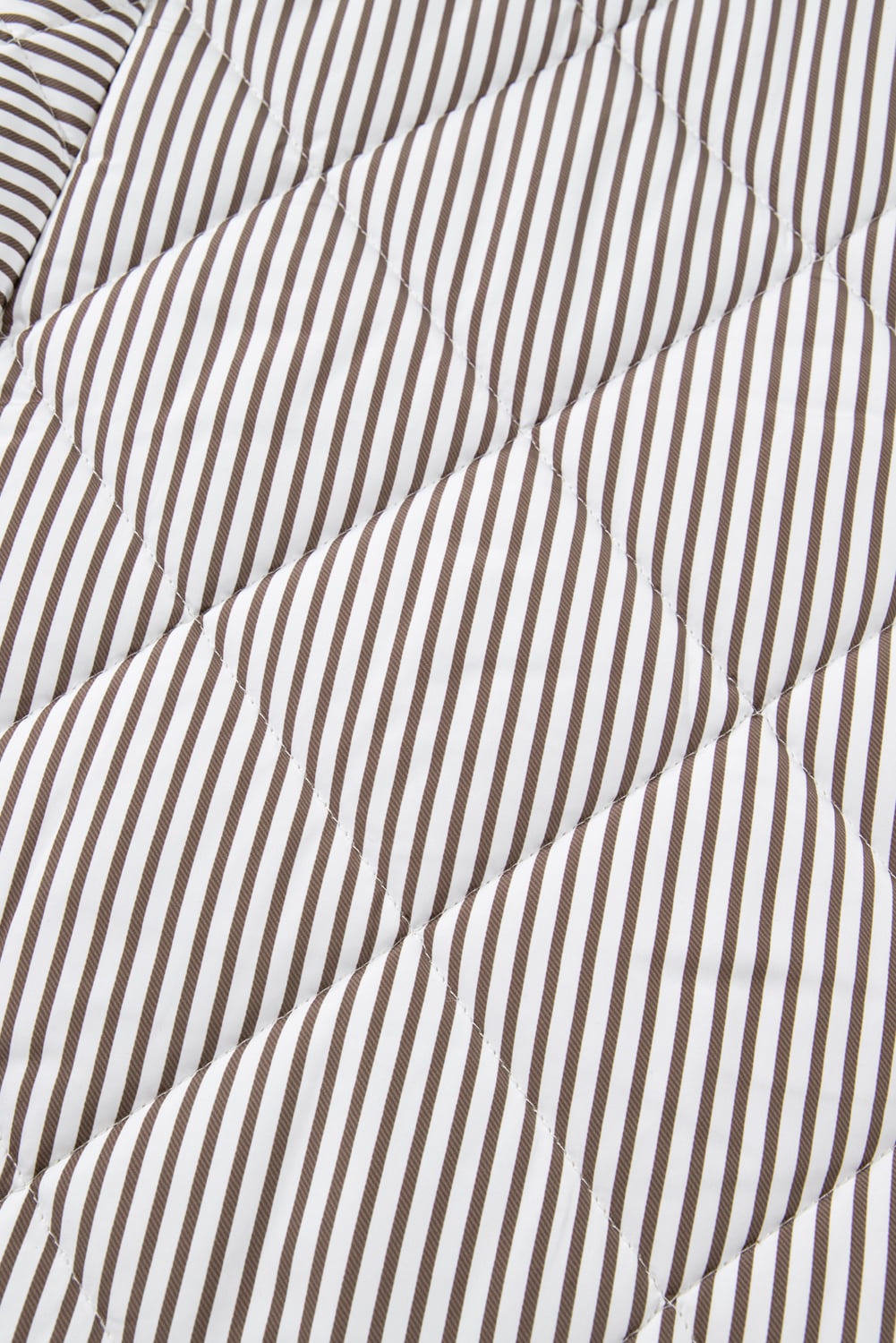 Brown Stripe Quilted Wavy Hem Snap Button Plus Size Vest