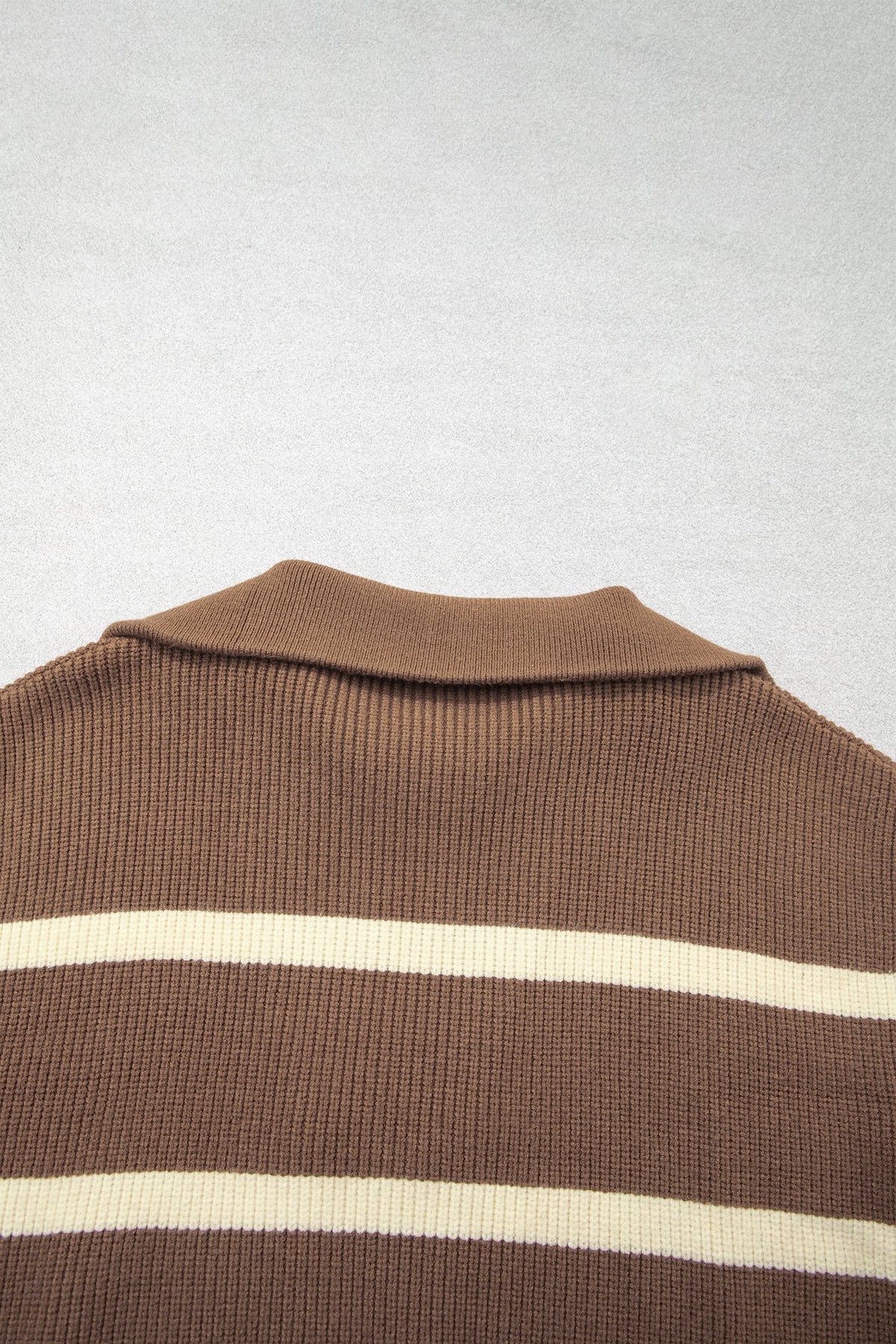 Brown Stripe Striped Colorblock Drop Shoulder V Neck Tunic Sweater T-shirt