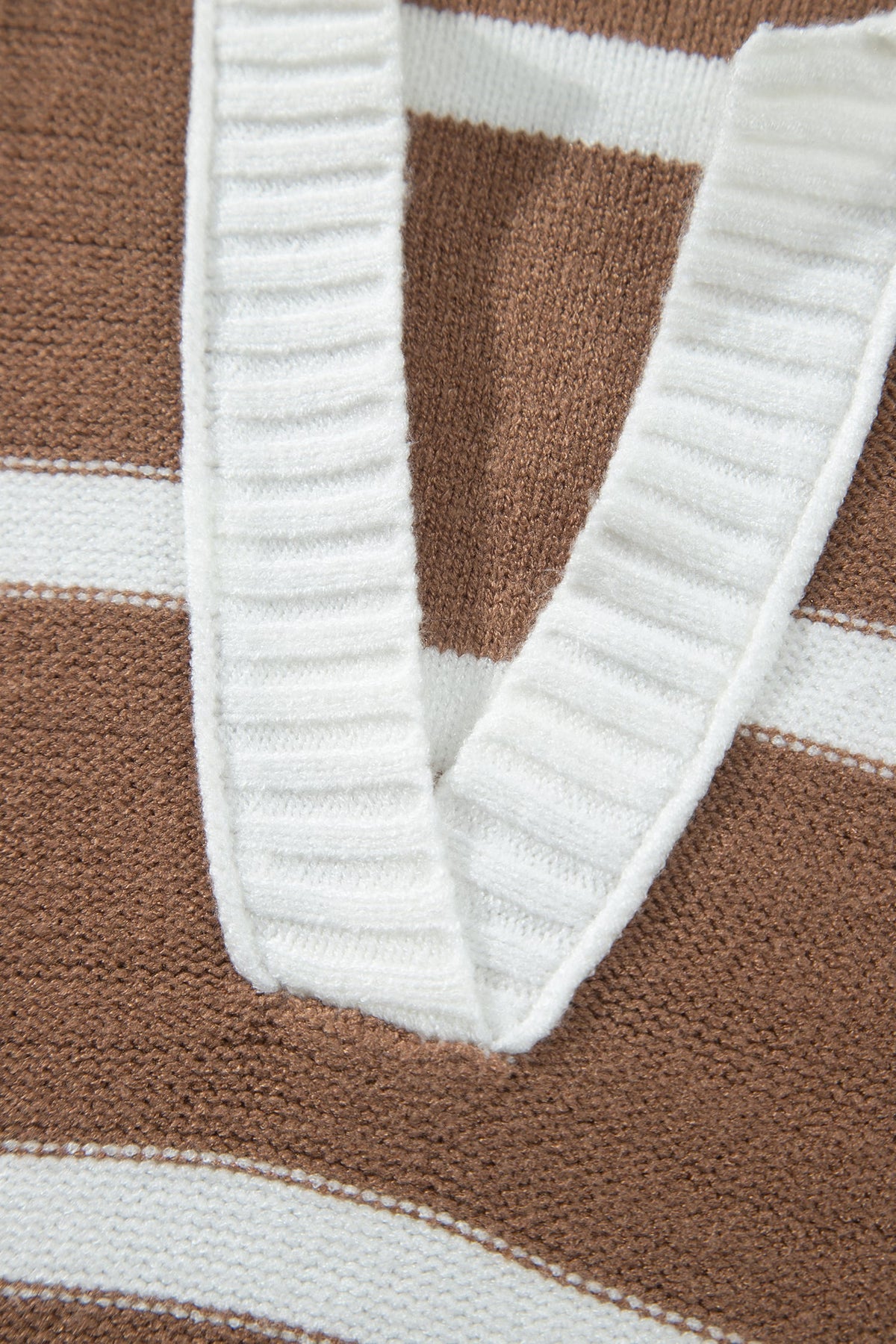 Brown Stripe Striped V Neck Long Sleeve Shift Plus Size Sweater