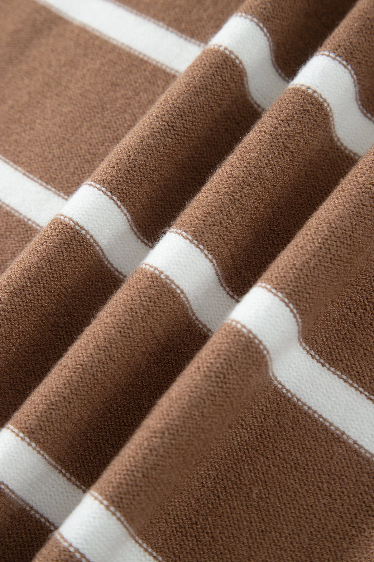 Brown Stripe Striped V Neck Long Sleeve Shift Plus Size Sweater