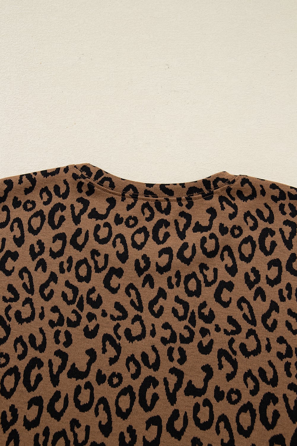 Brown Varsity Striped Trim Leopard Long Sleeve Top Drawstring Pant Set