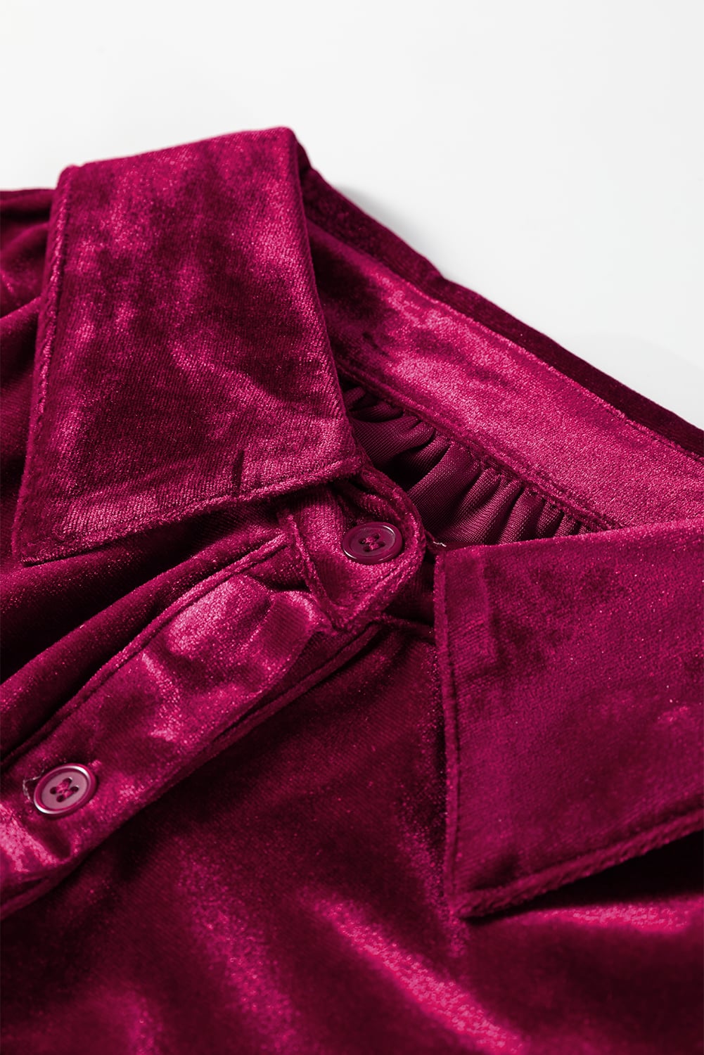 Burgundy 3/4 Sleeve Tunic Babydoll Velvet Shirt