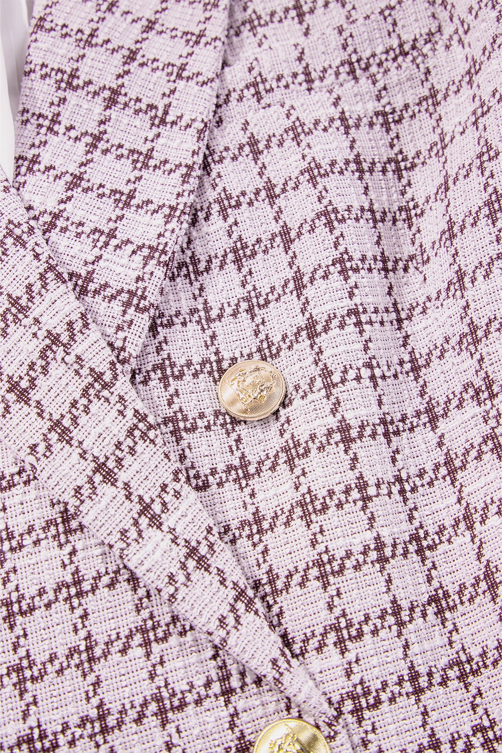 Burgundy Elegant Tweed Plaid Blazer