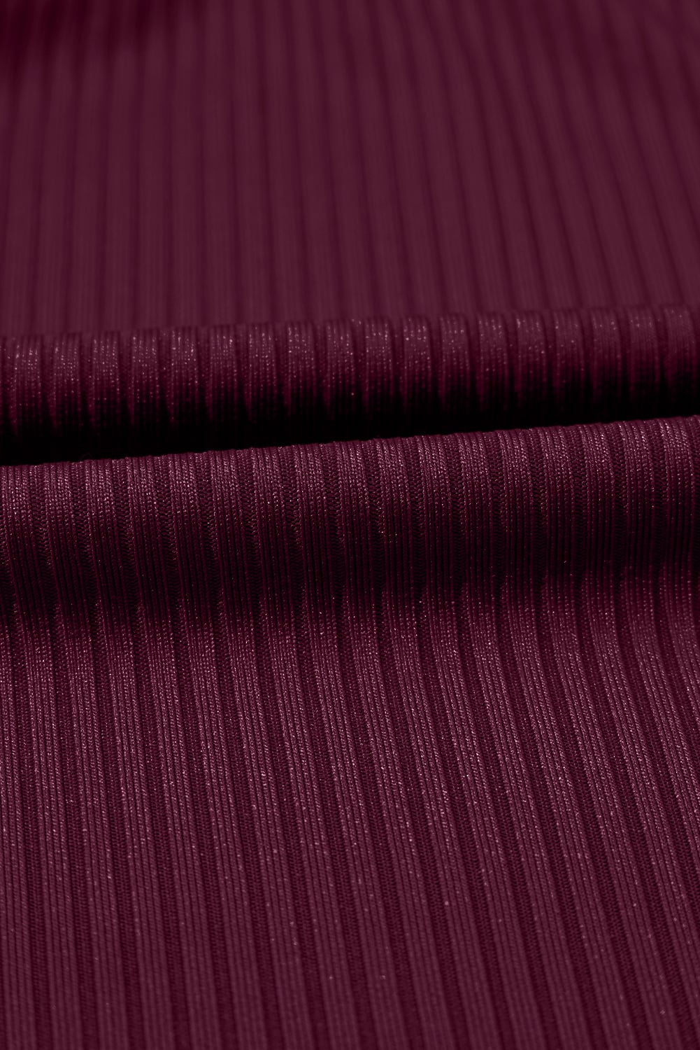 Burgundy Ribbed Knit Crossed Detail Tank Skort 2pcs Swimsuit