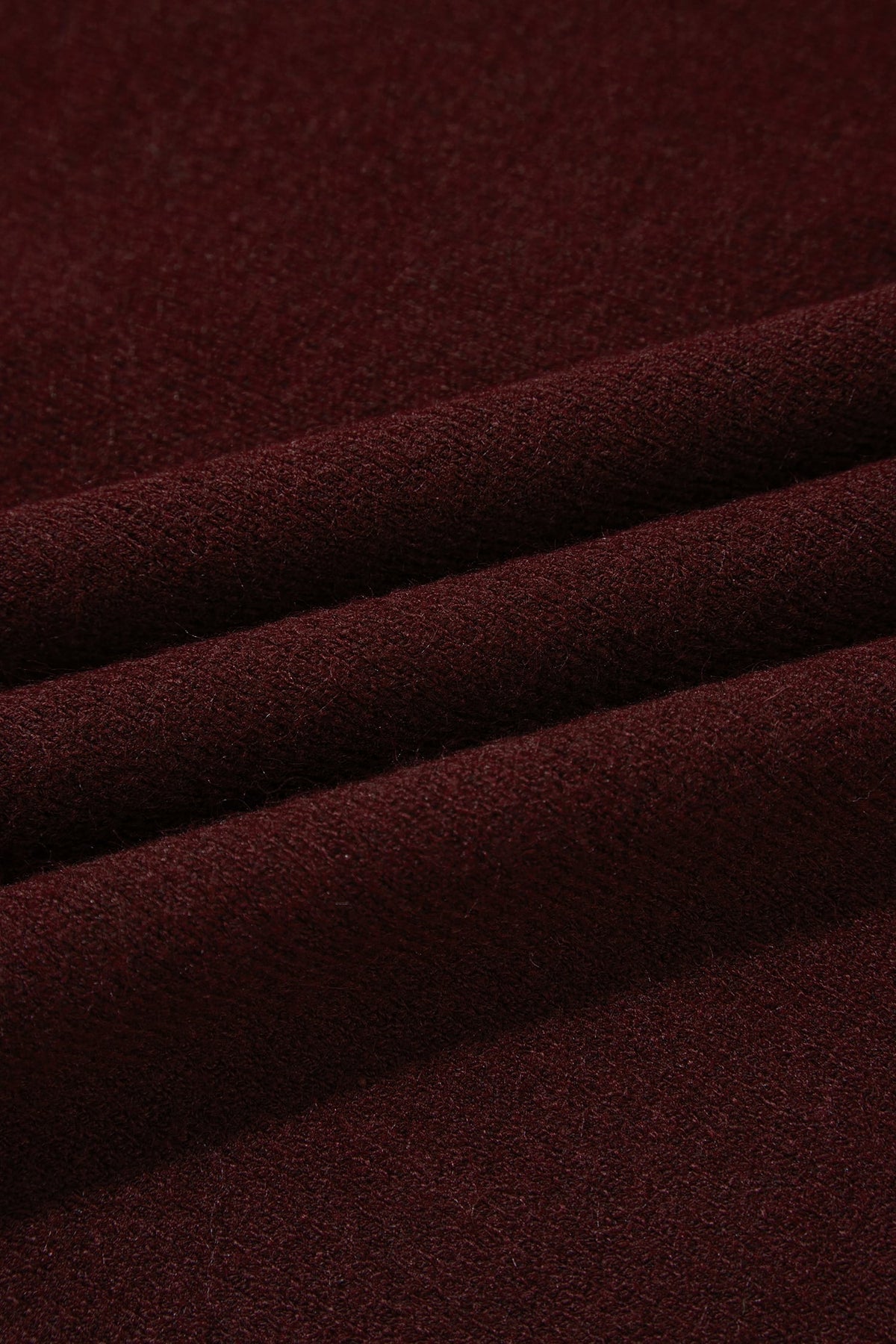 Burgundy Ribbed Trim High Neck Short Sleeve Casual Sweater