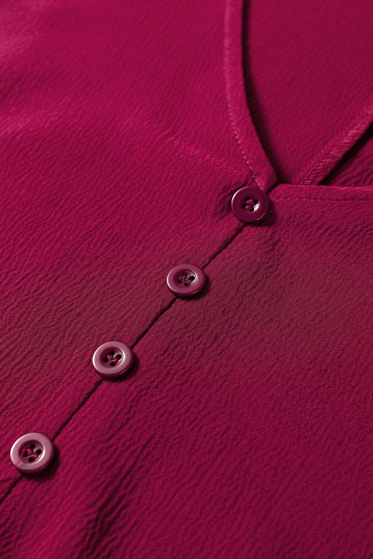 Burgundy Solid Long Sleeve Button V Neck Tiered Maxi Dress