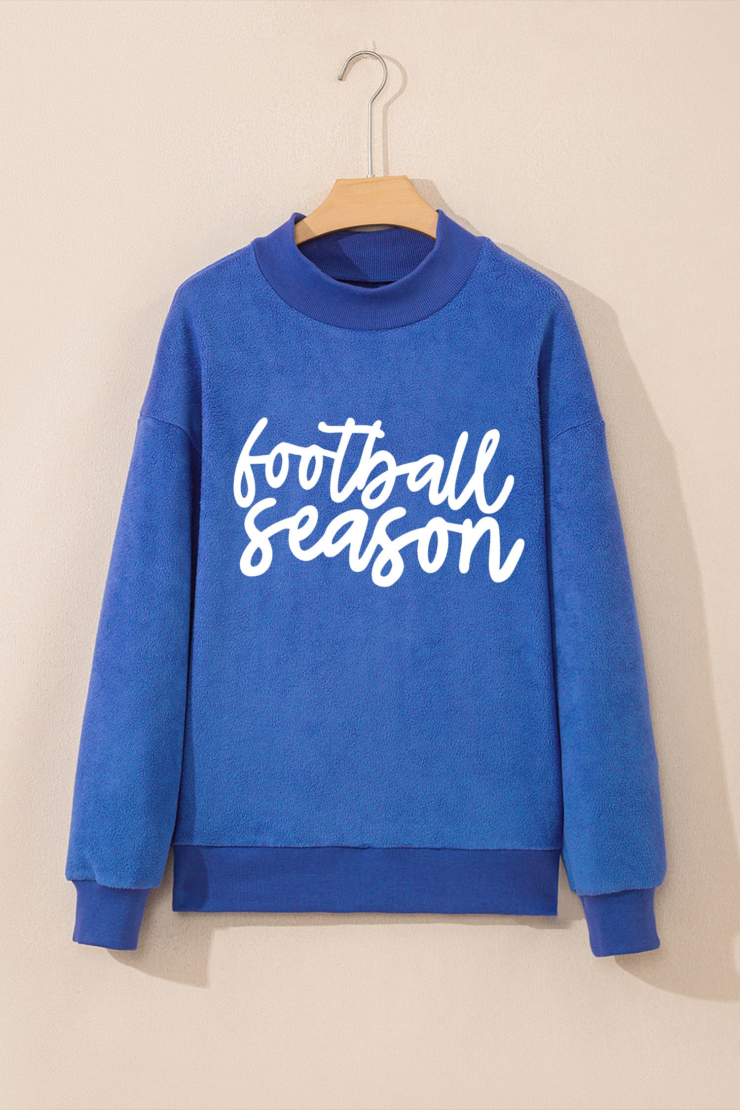 Dark Blue Football Season/Rugby Double Side Printed High Neck Game Day Sweatshirt