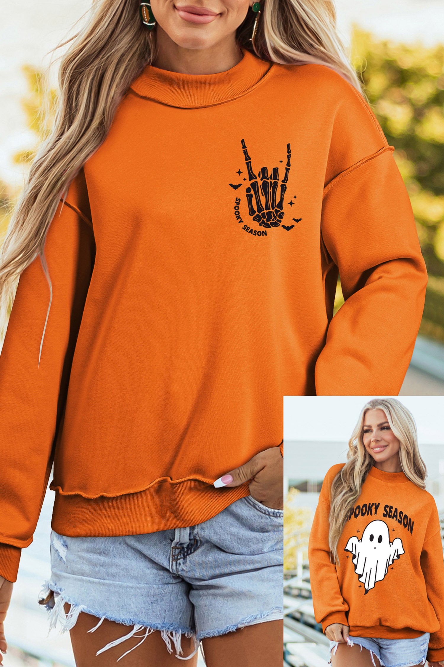 Carrot Spooky Season Mock Neck Halloween Sweatshirt