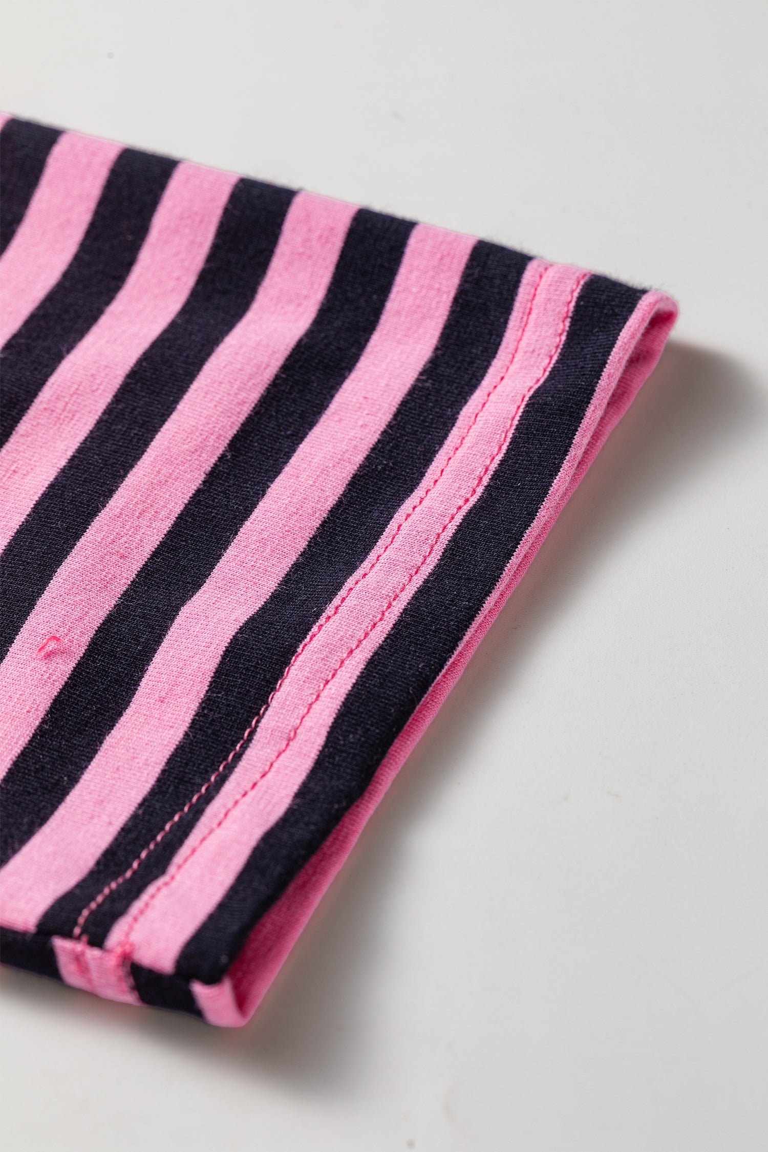 Pink Stripe Casual Long Sleeve Top Drawstring Pant Set