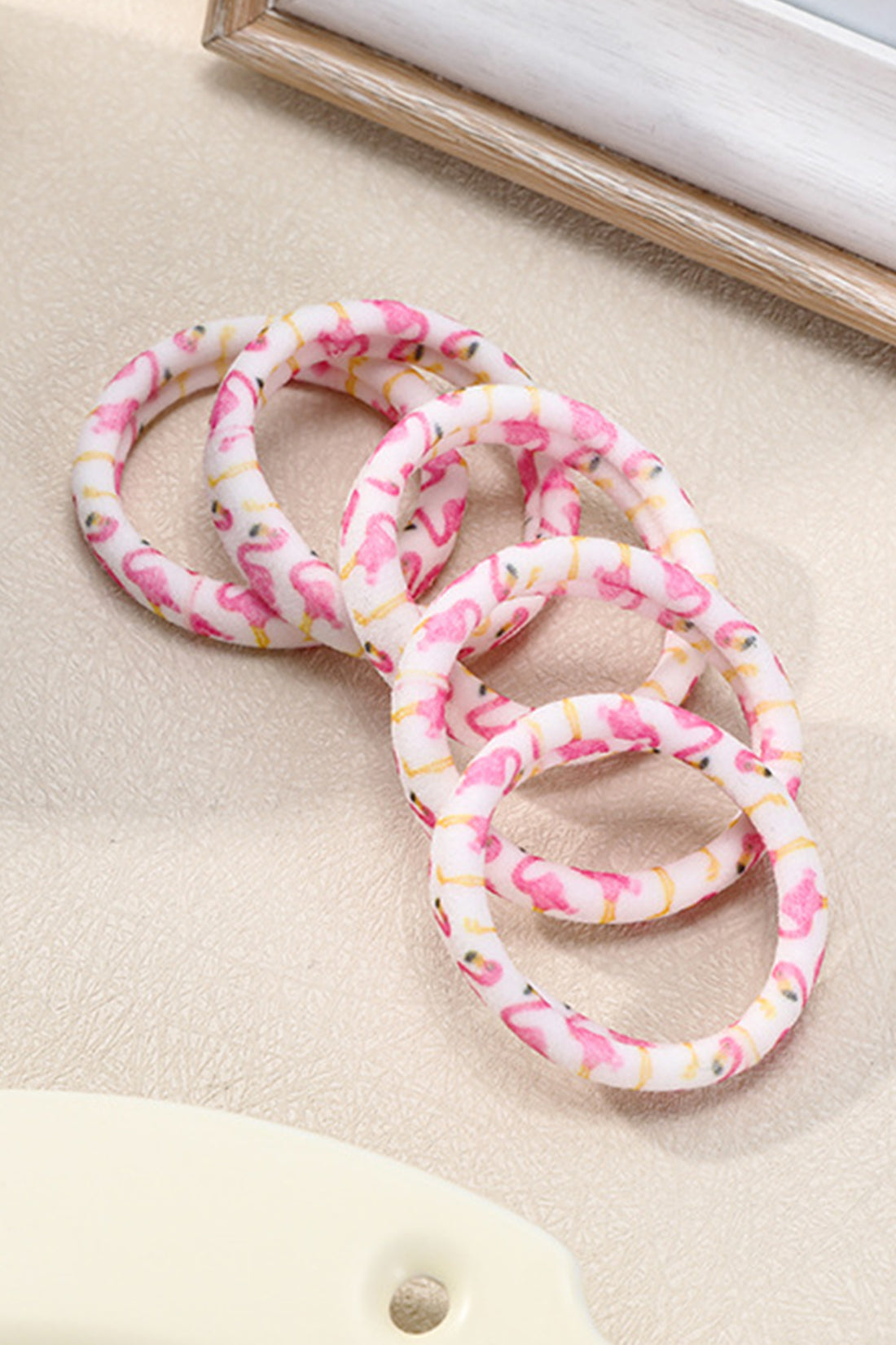 Pink 1 Piece Flamingo Elastic Hair Tie