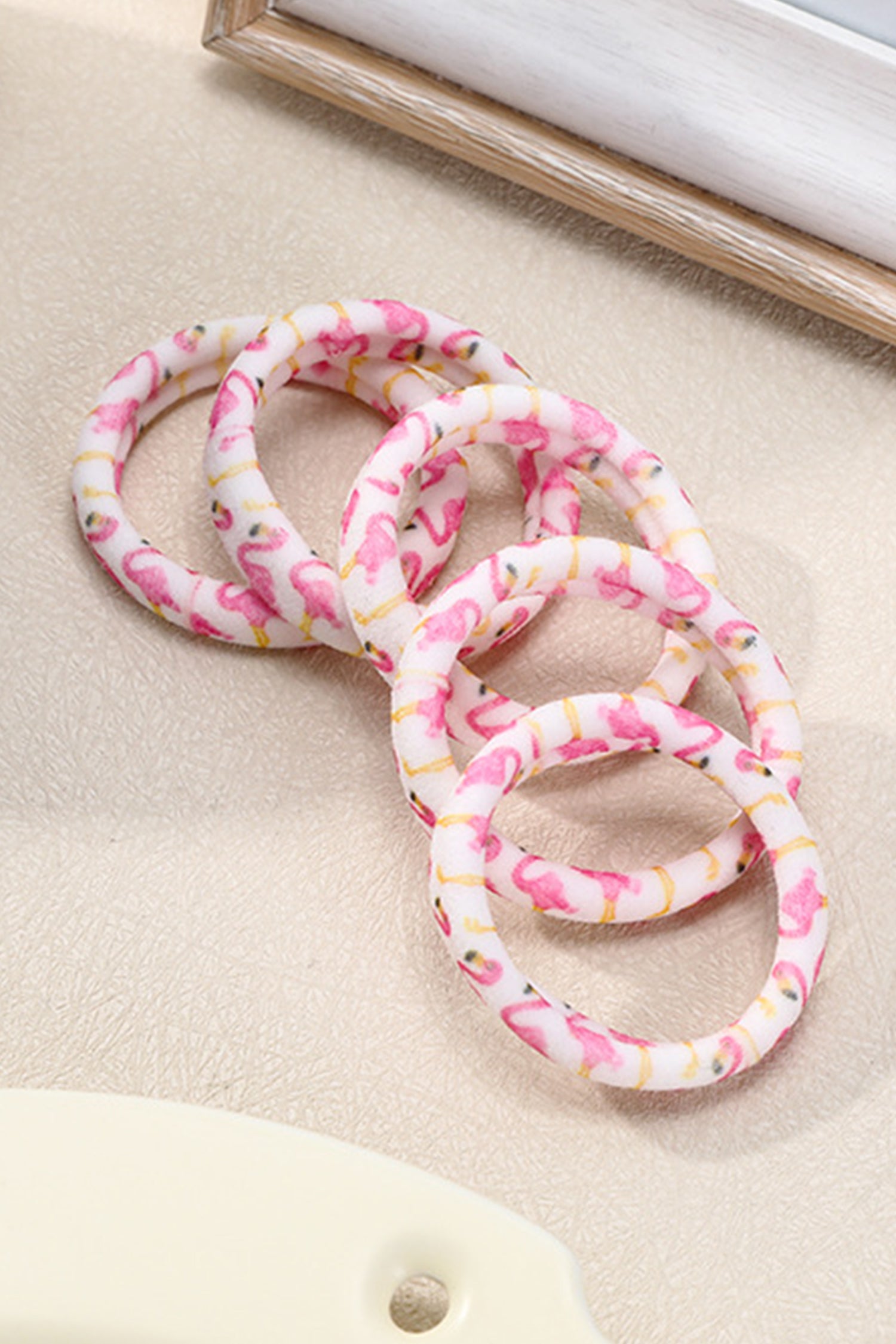 Pink 1 Piece Flamingo Elastic Hair Tie