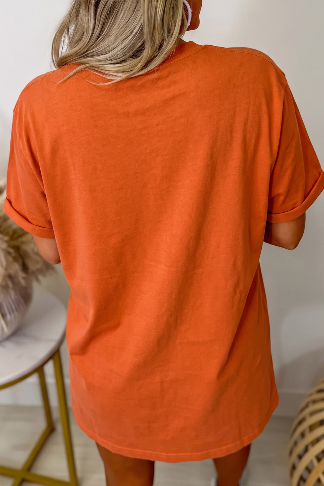 Orange Halloween Pumpkin Face Graphic T Shirt