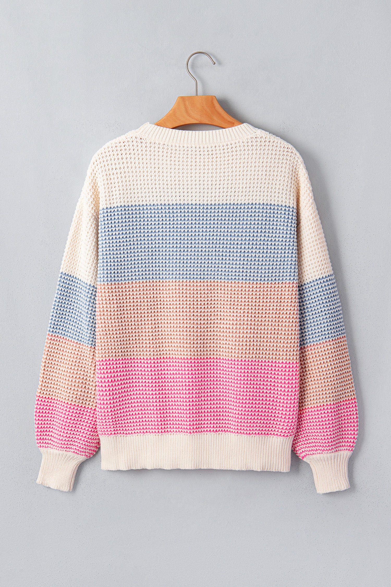 Light Blue Drop Shoulder Round Neck Long Sleeve Pullover Sweater