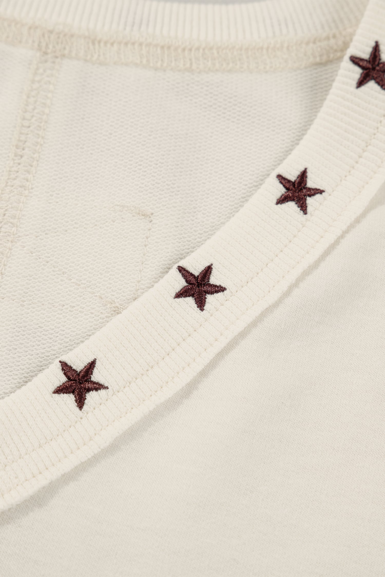 White Horseshoe Embroidered Star Trim V Neck Loose Tank Top