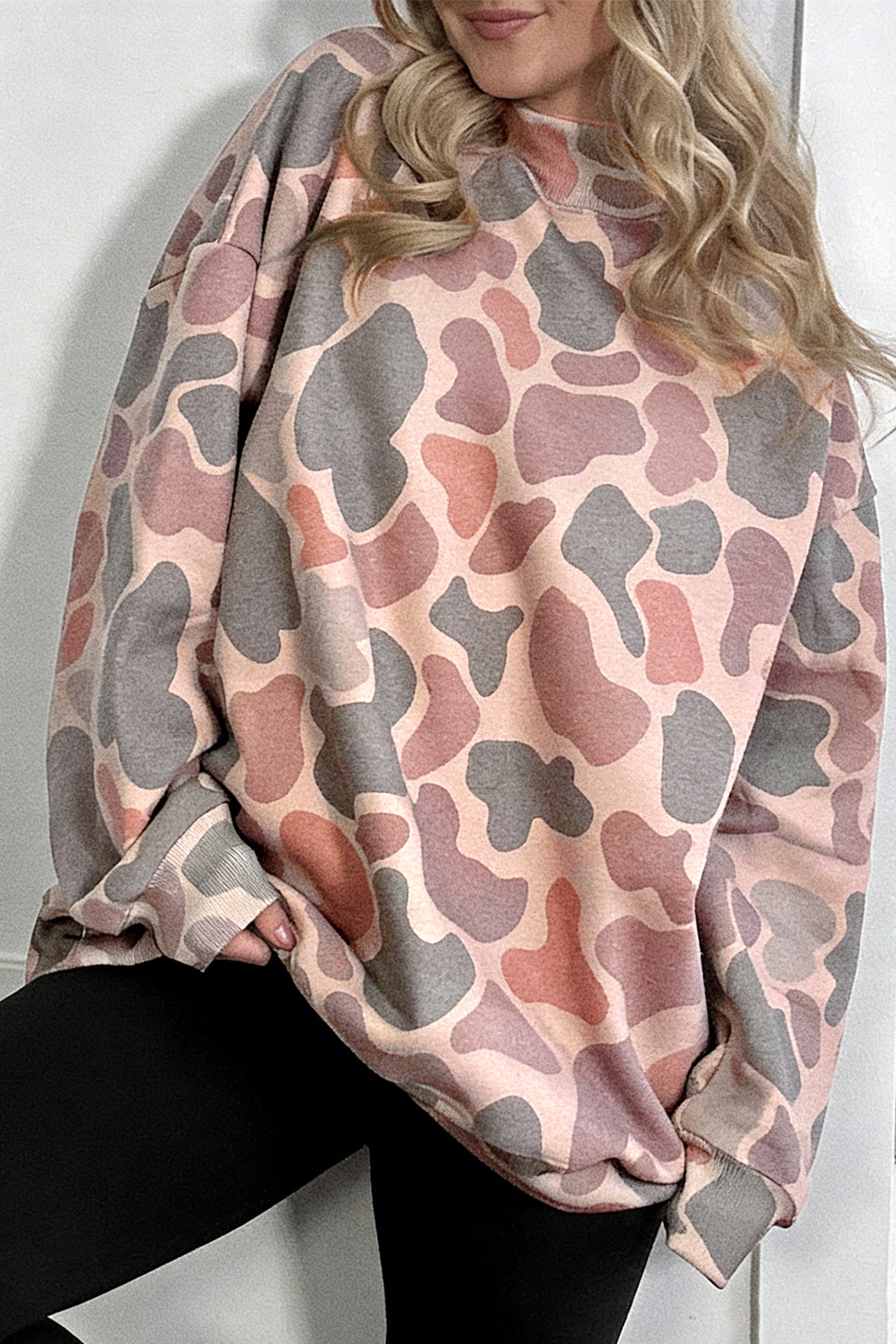 Multicolour Camouflage Western Style Pullover Sweatshirt