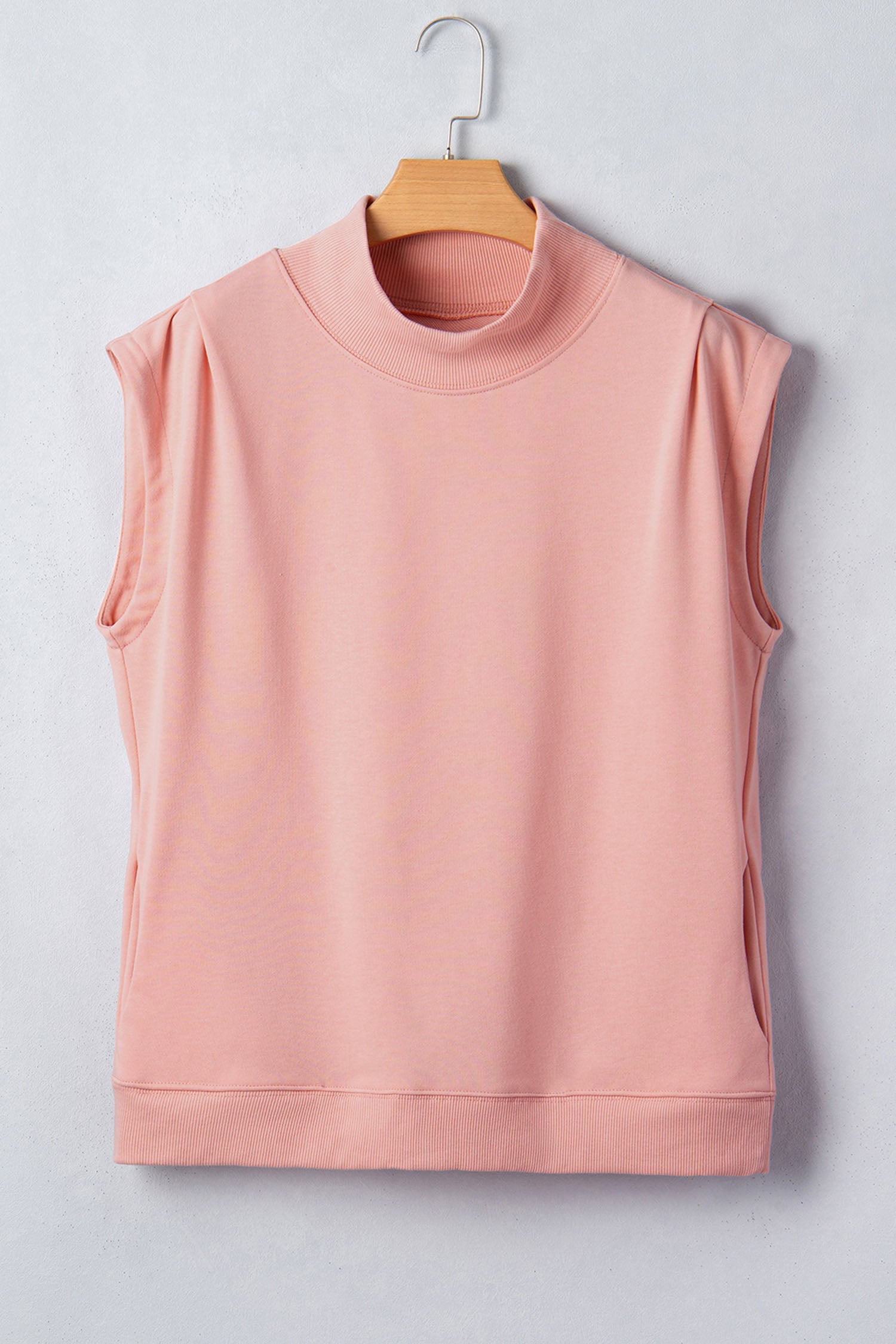 Pink Rugby Pumpkin Graphic Mock Neck Cap Sleeve Top