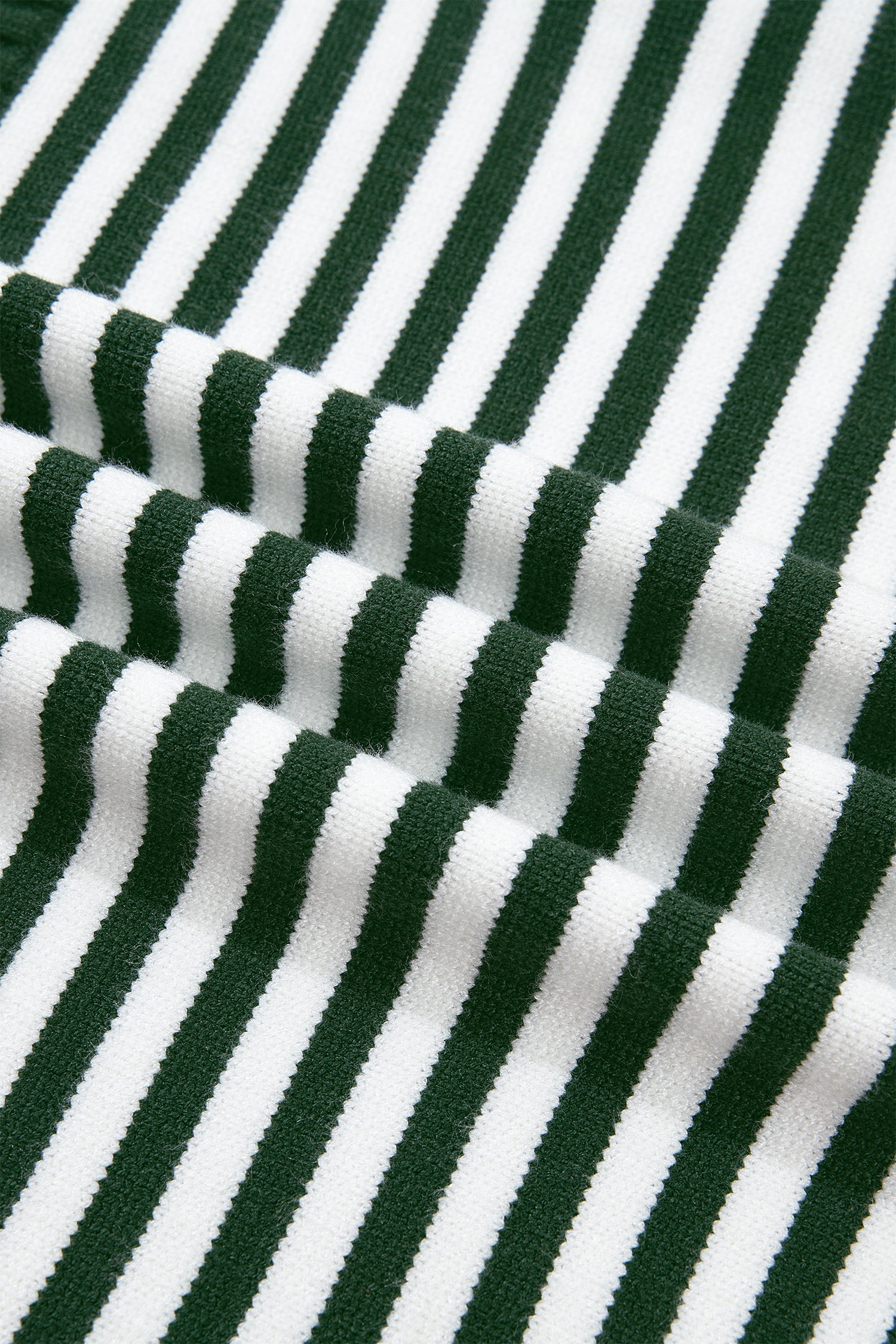 Green Stripe Striped Button Placket Drop Shoulder Long Sleeve Sweater