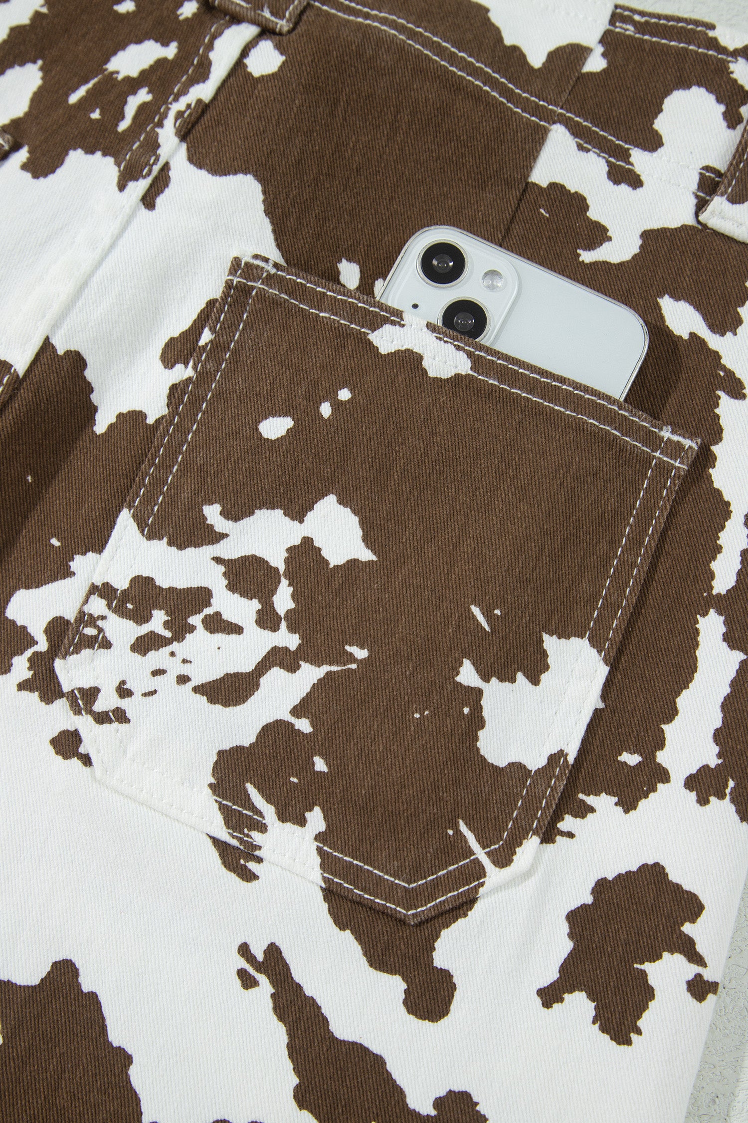 Brown Abstract Pattern Regular Fit Full-Length Western Style Jeans