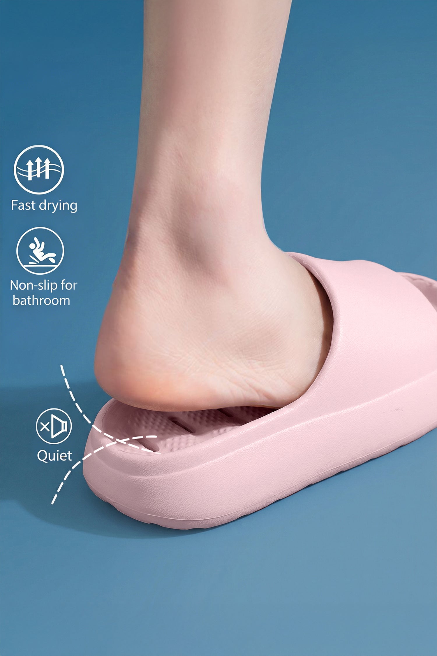 Gossamer Pink Anti-skid EVA Cut-out Indoors Bathing Slippers