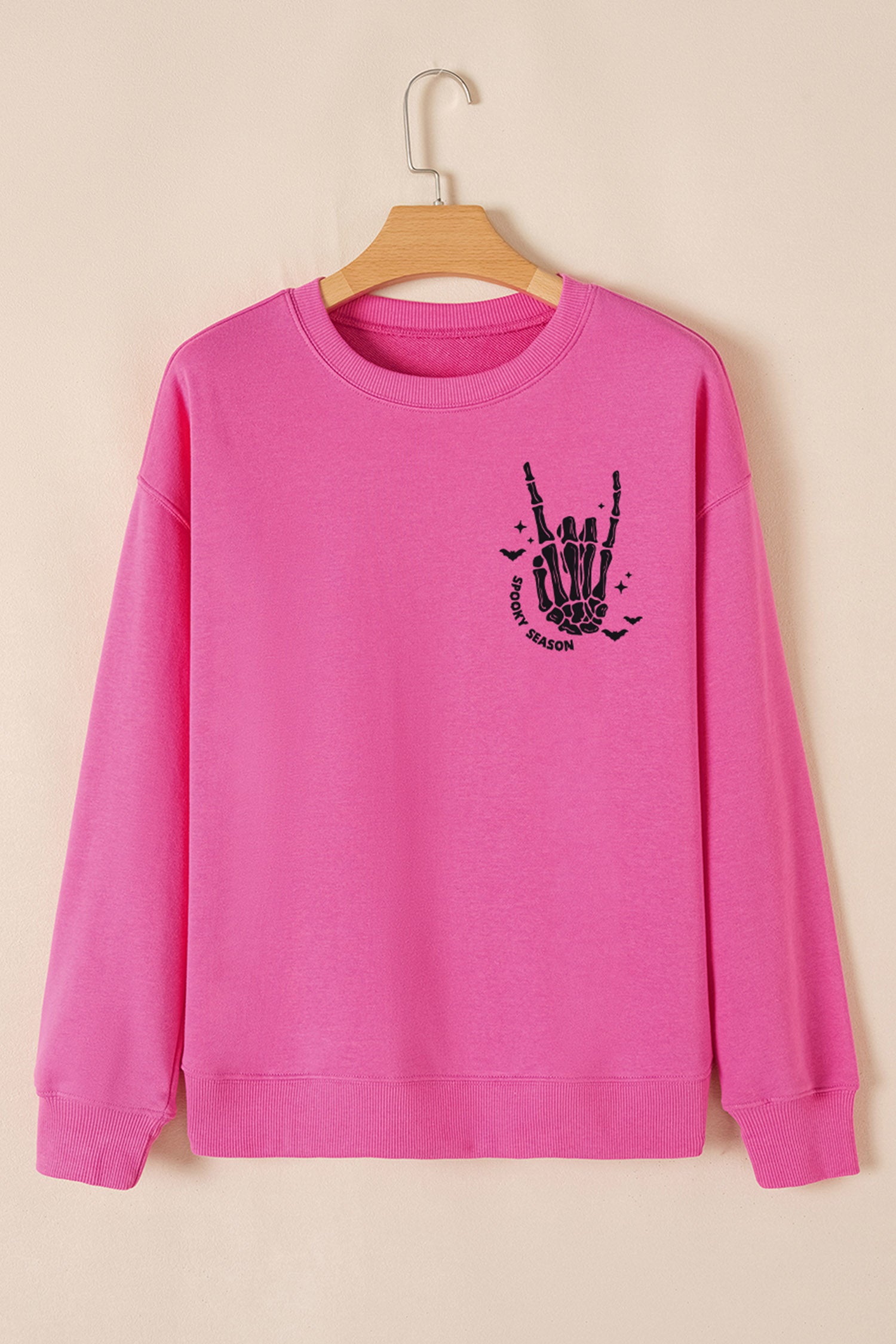 Bonbon Skeleton Hand Graphic Casual Halloween Sweatshirt