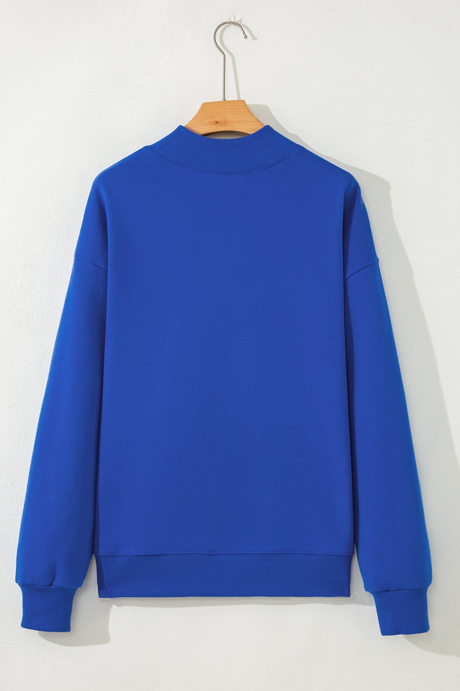 Dark Blue Sequin Baseball Game Day Elements Mock Neck Sweatshirt