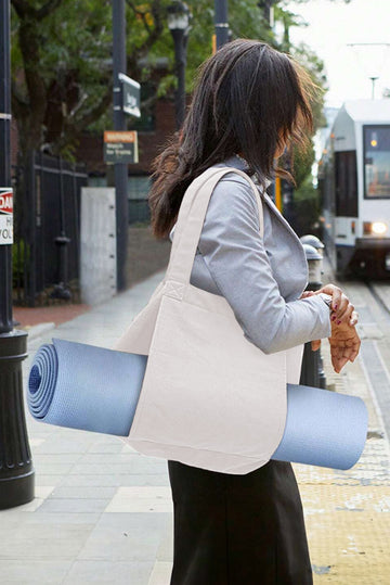 Dark Brown Canvas Large Tote Yoga Mat Bags