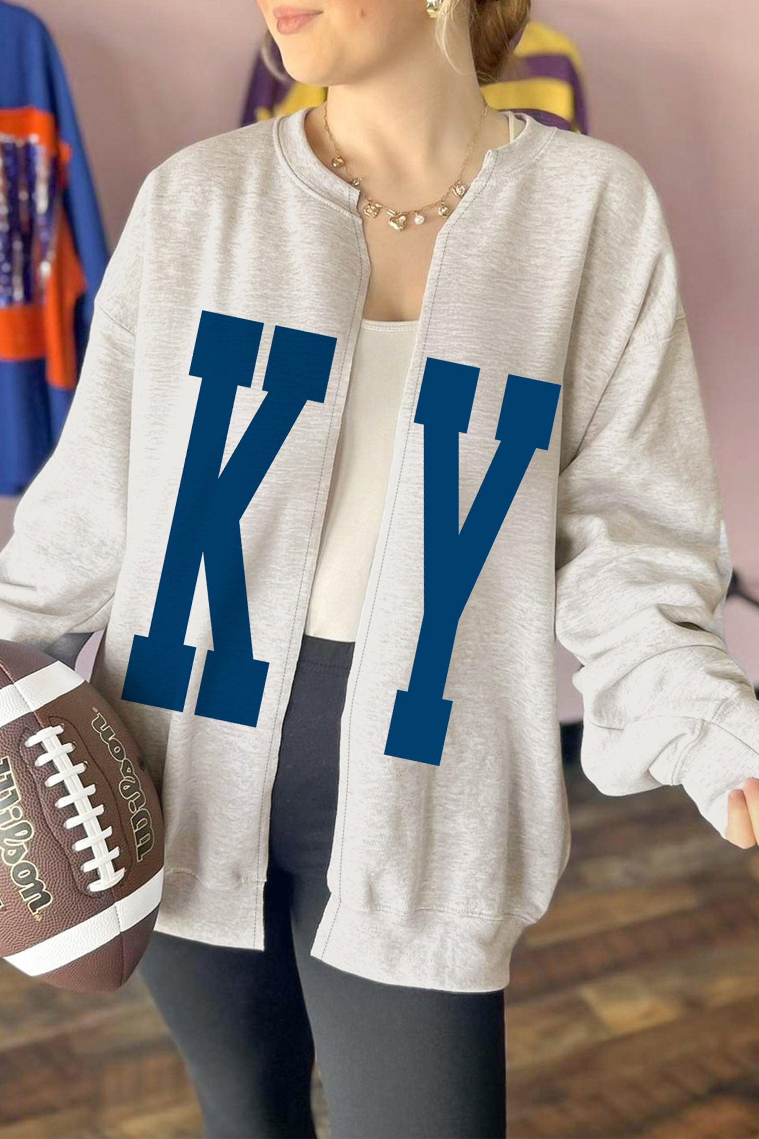 Light Grey Casual KY Open Front Tunic Sweatshirt