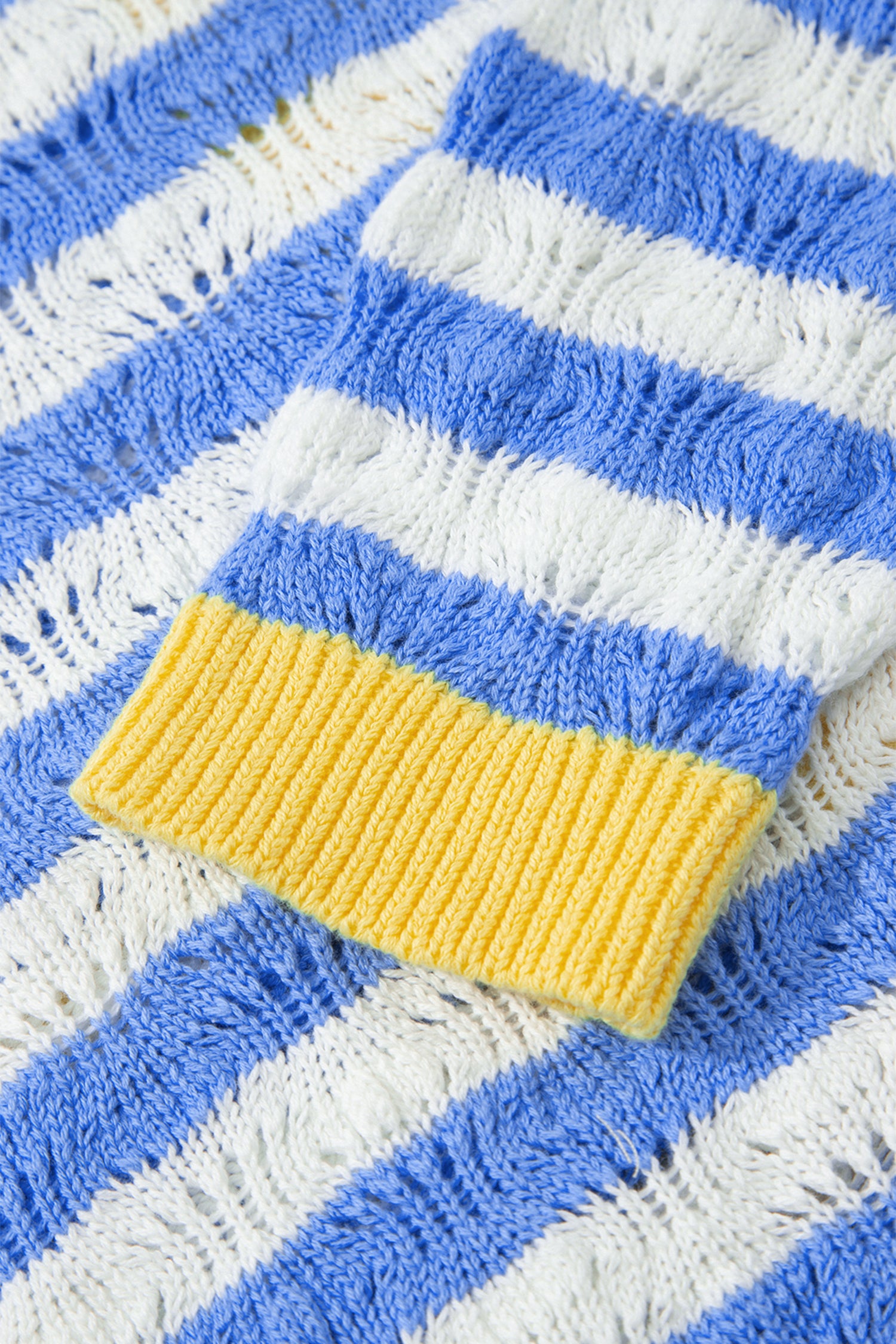 Sky Blue Stripe Striped Colorblock Button Front Long Sleeve Loose Fit Knit Cardigan