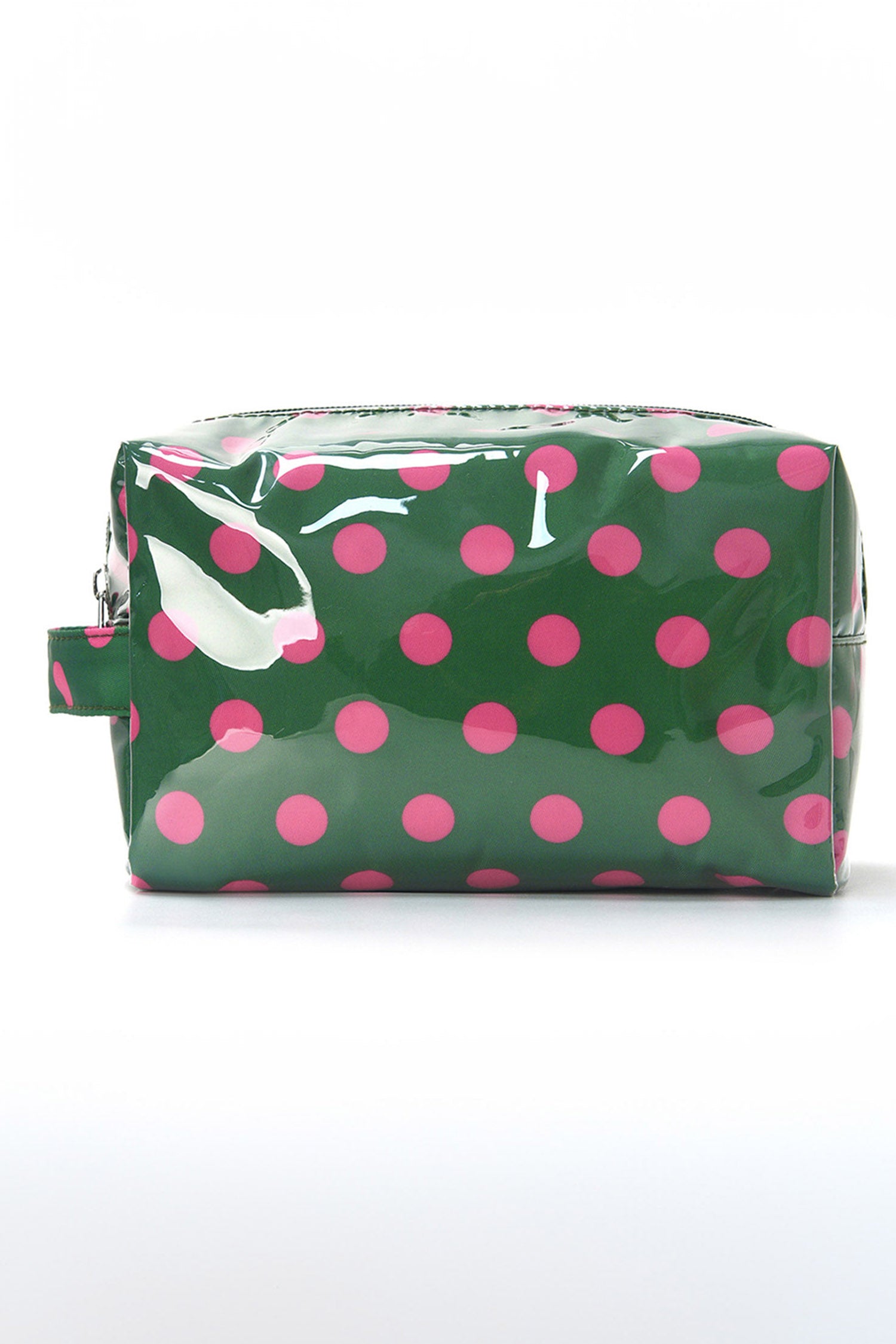 Blackish Green Durable PVC Polka Dot Makeup Bag