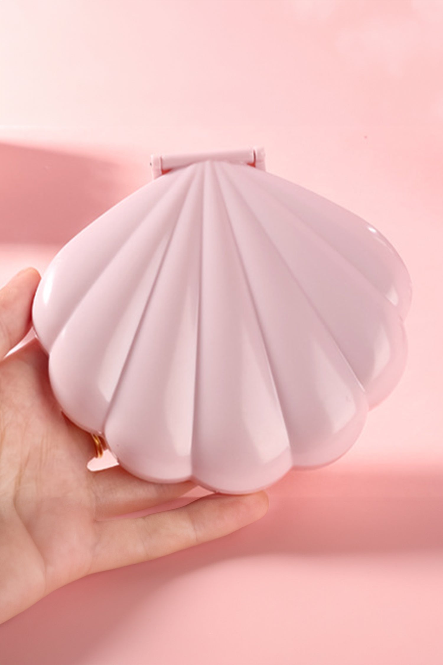 Pink Seashell Mermaid Core Double Sided Makeup Case Mirror
