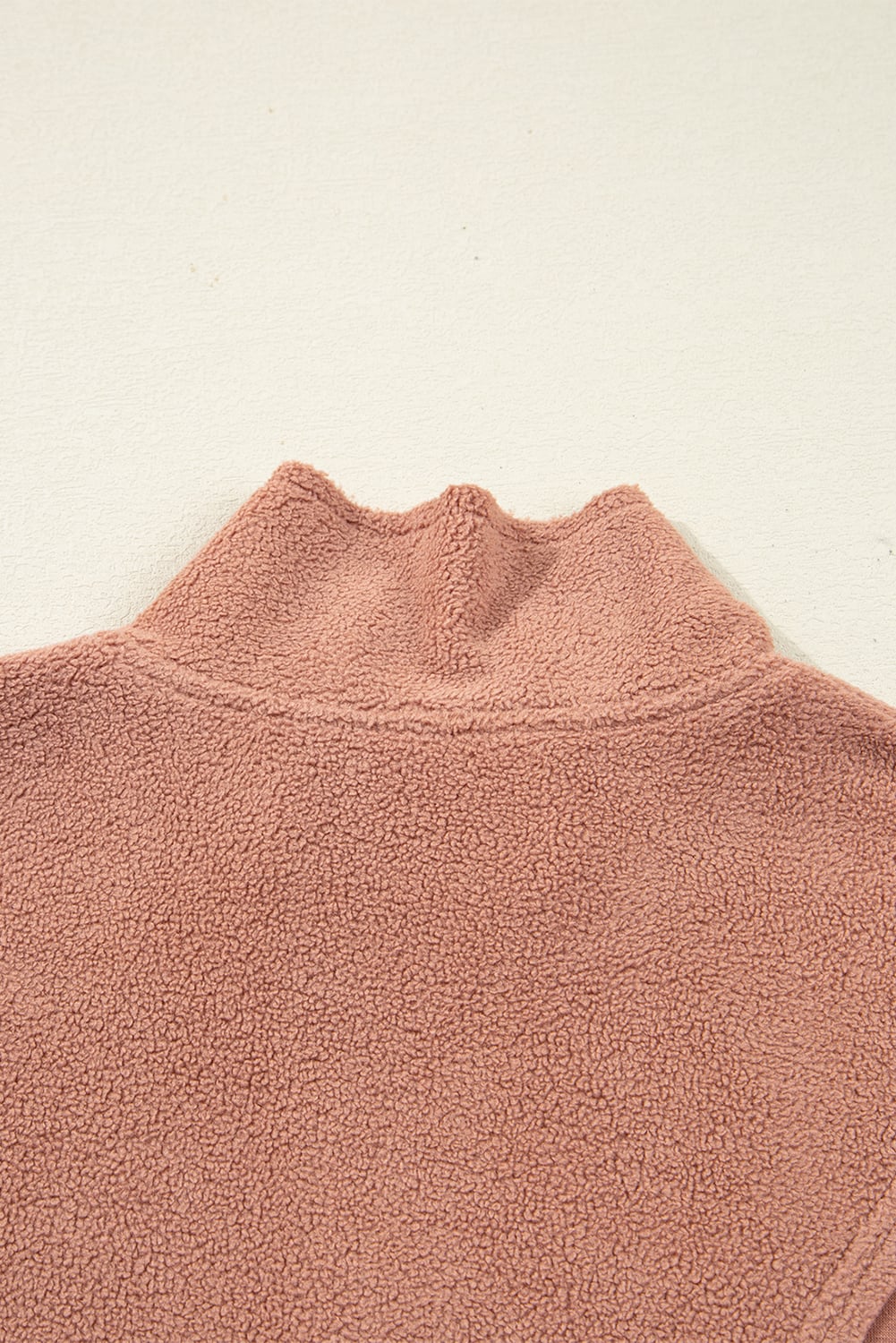 Camel Exposed Seam Side Pockets Half Zipper Baggy Sweatshirt