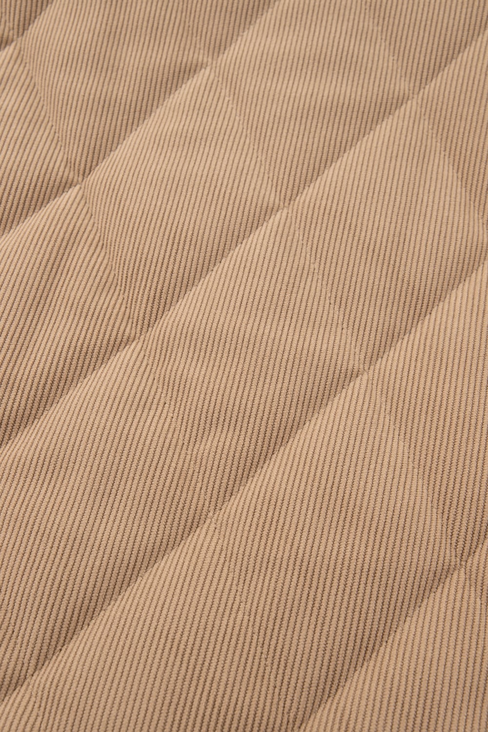 Camel Plus Size Quilted Cord Snap Button Vest Jacket
