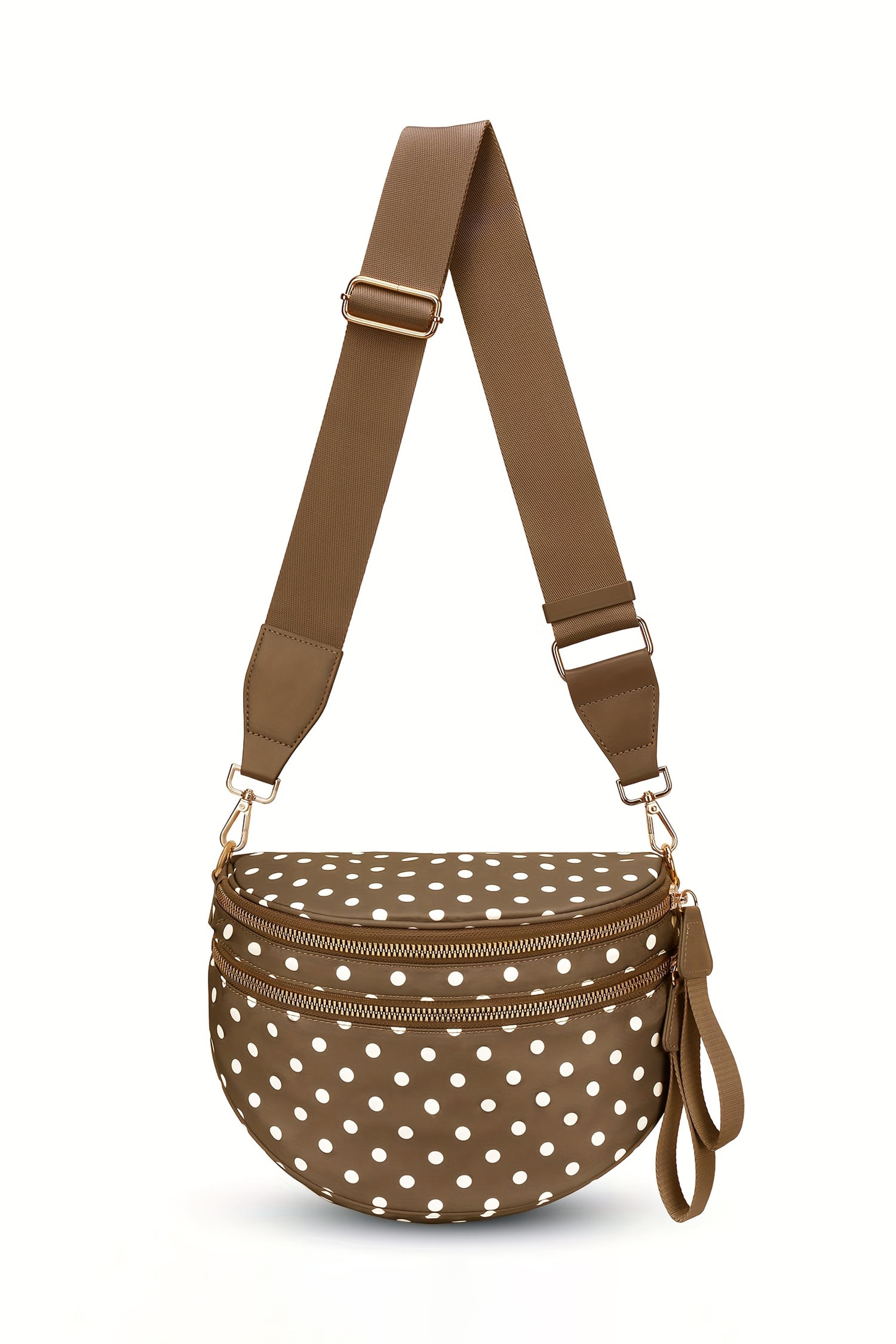 Camel Abstract/ Camouflage/ Polka Dot/ Leopard Print Double Zip Fashion Crossbody Bag
