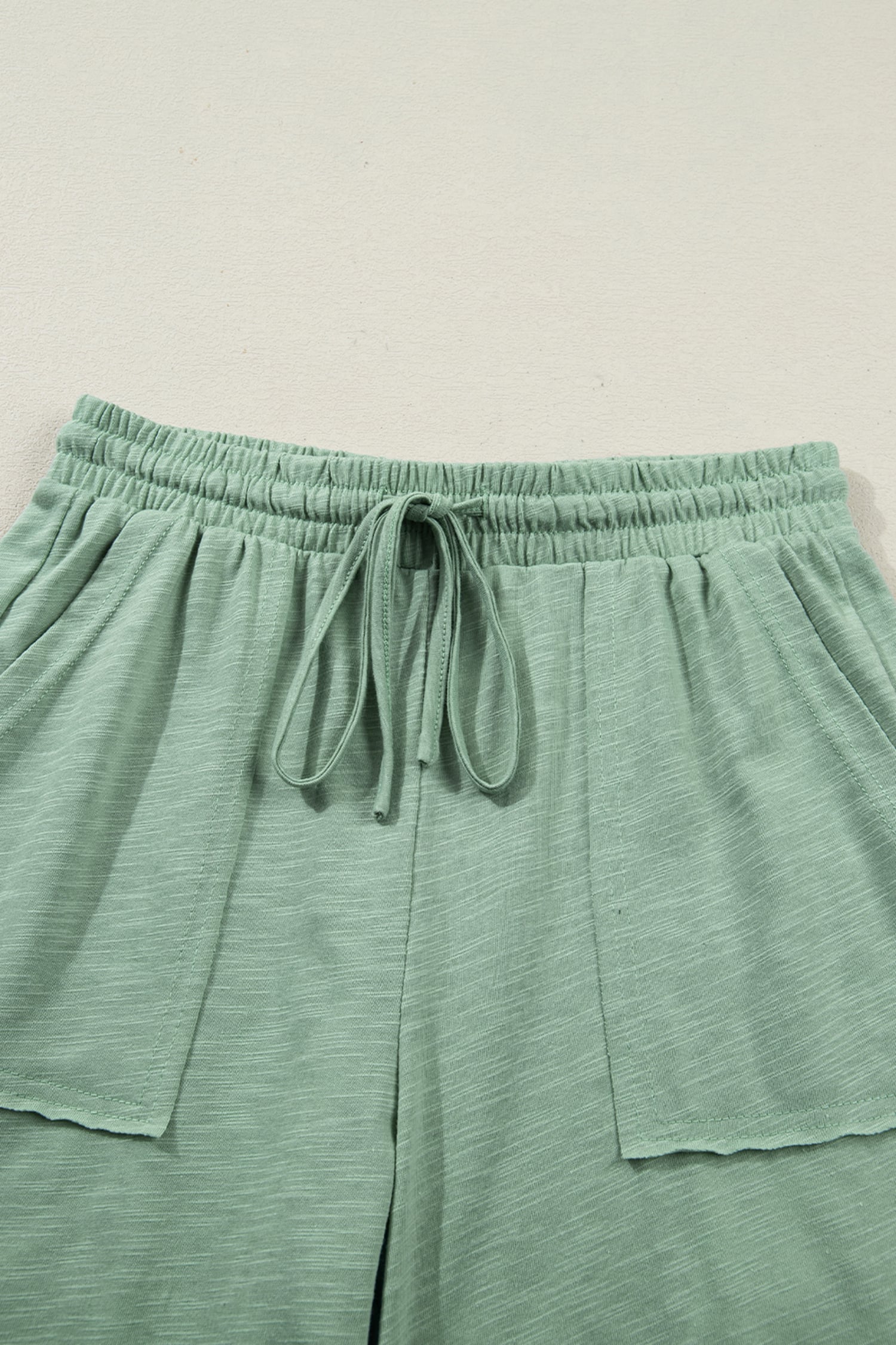 Canton Cuffed Short Sleeve Tee Raw Seam Patch Pocket Drawstring Pants Set